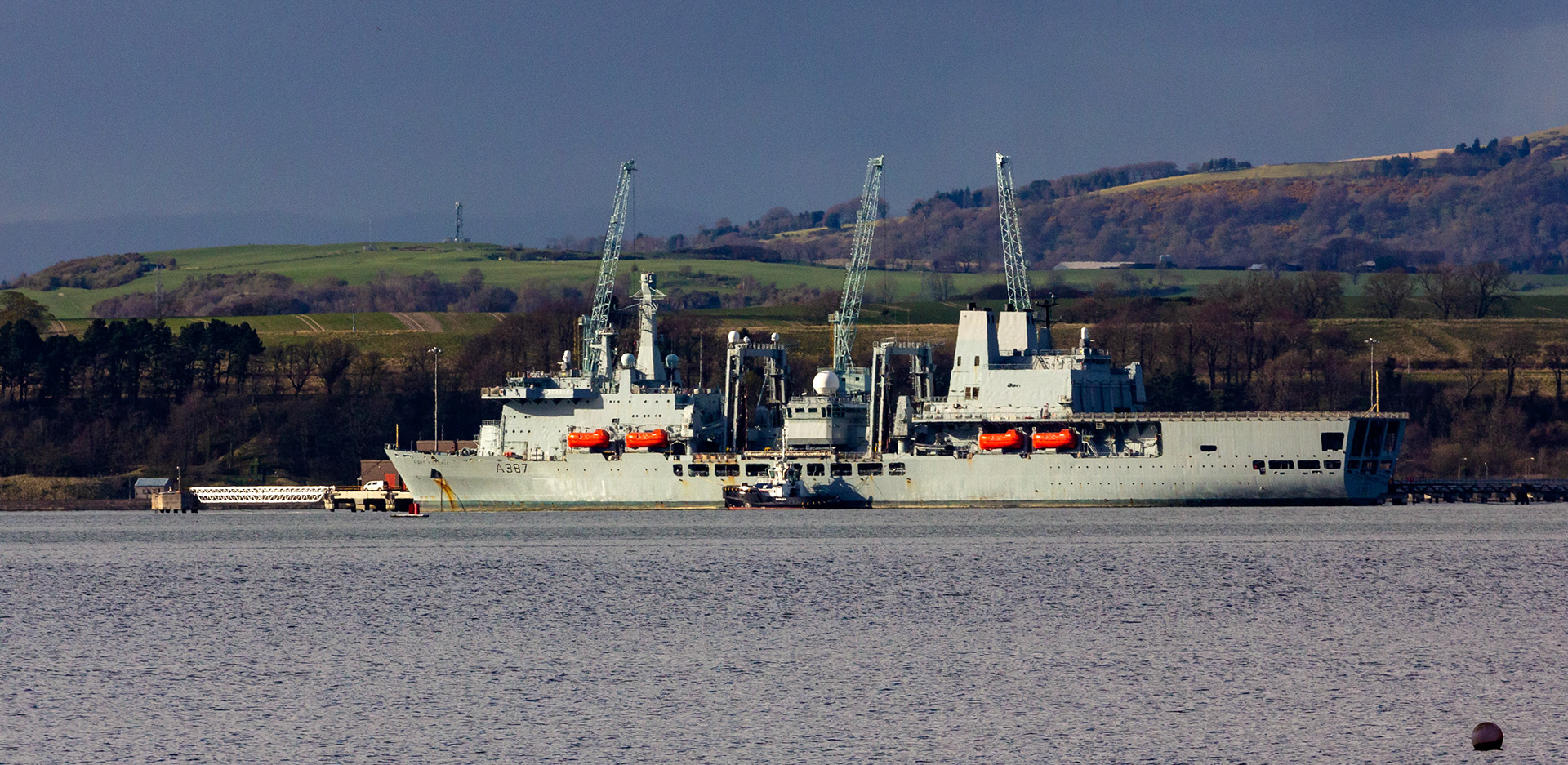 RFA Fort Victoria (A387) 13 April 2021 at Crombie Pier from Blackness 13 April 2021Please see my other photos at JamesPDeans.co.uk
