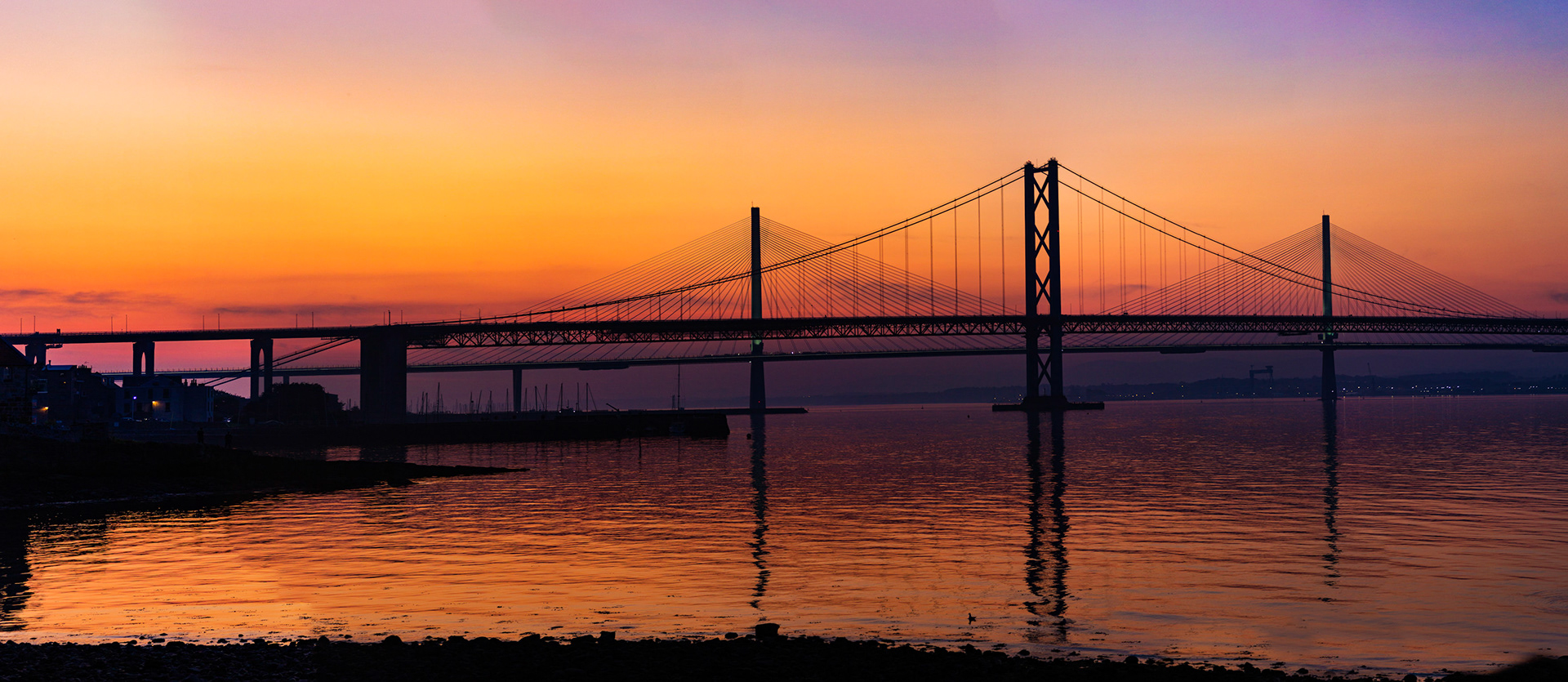 Sunset at Forth Road Bridge &amp; Queensferry CrossingPlease see my other Photographs at: www.jamespdeans.co.uk