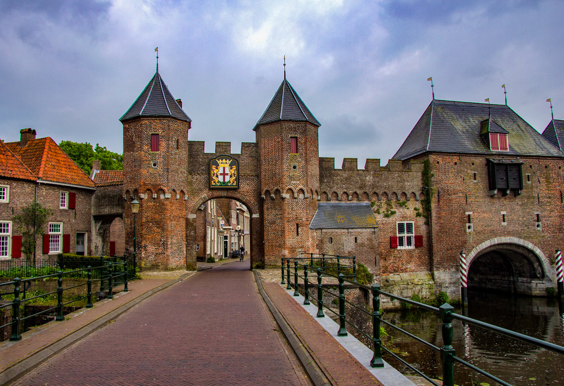 Amersfoort - Koppelpoort medieval gate Amersfoort, Netherlands. Build c1425 - it is a complex structure, being a gate covering the canal, 2 roadways and a bridge. Please see my other Photographs at: http://www.jamespdeans.co.uk/