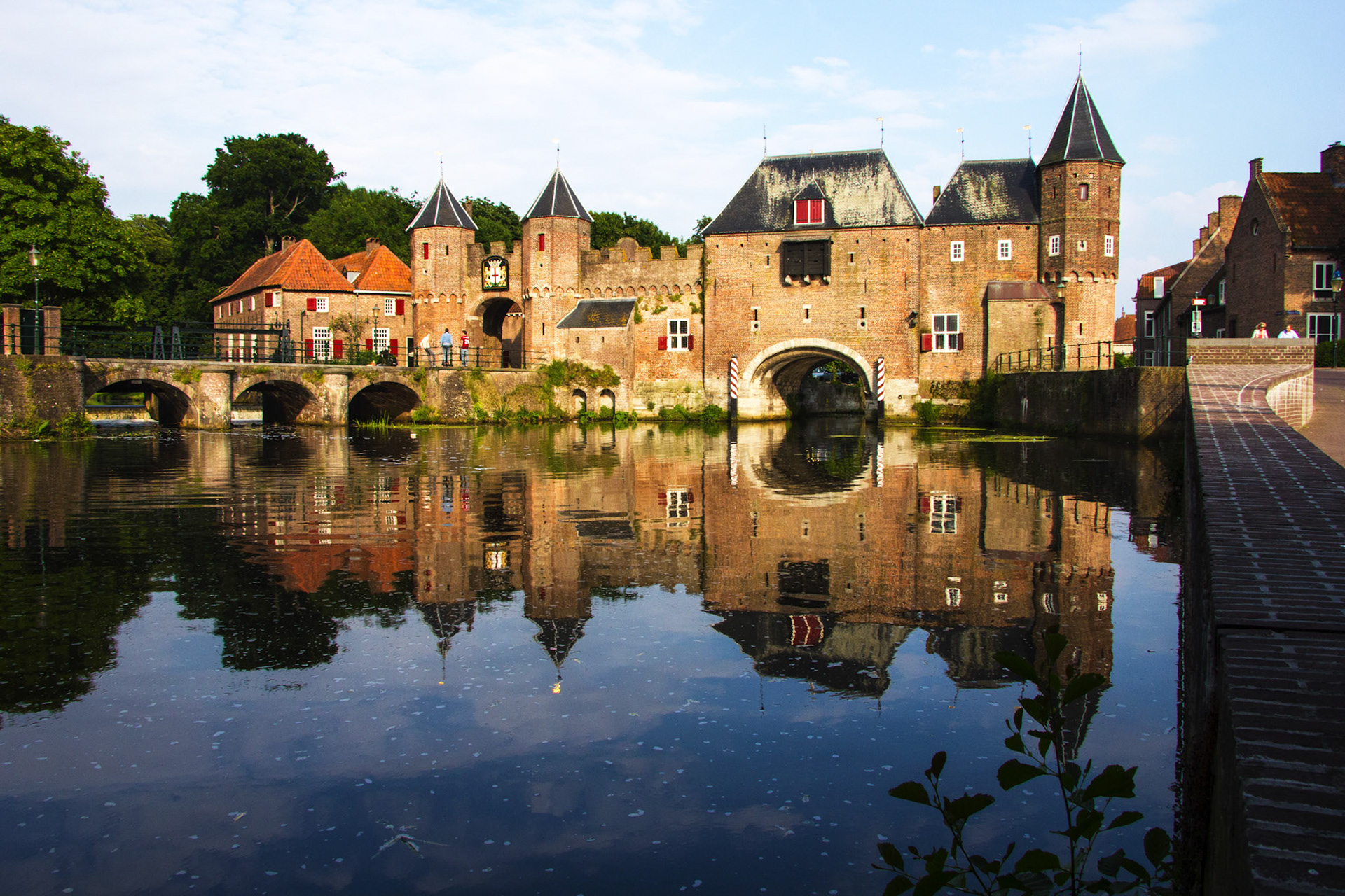 Amersfoort - Koppelpoort medieval gate Amersfoort, Netherlands. Build c1425 - it is a complex structure, being a gate covering the canal, 2 roadways and a bridge. Please see my other Photographs at: http://www.jamespdeans.co.uk/