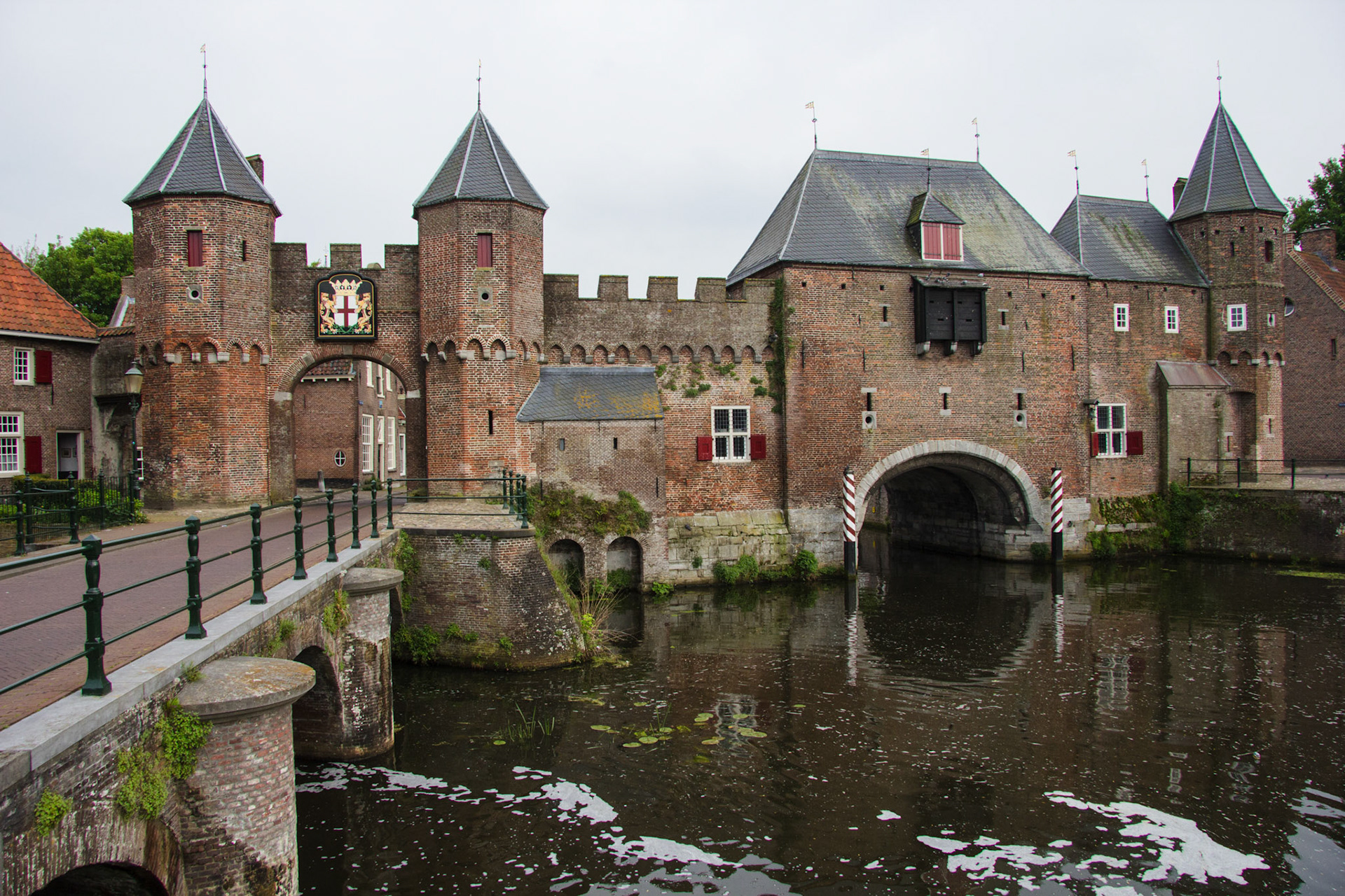 Amersfoort - Koppelpoort medieval gate Amersfoort, Netherlands. Build c1425 - it is a complex structure, being a gate covering the canal, 2 roadways and a bridge. Please see my other Photographs at: http://www.jamespdeans.co.uk/