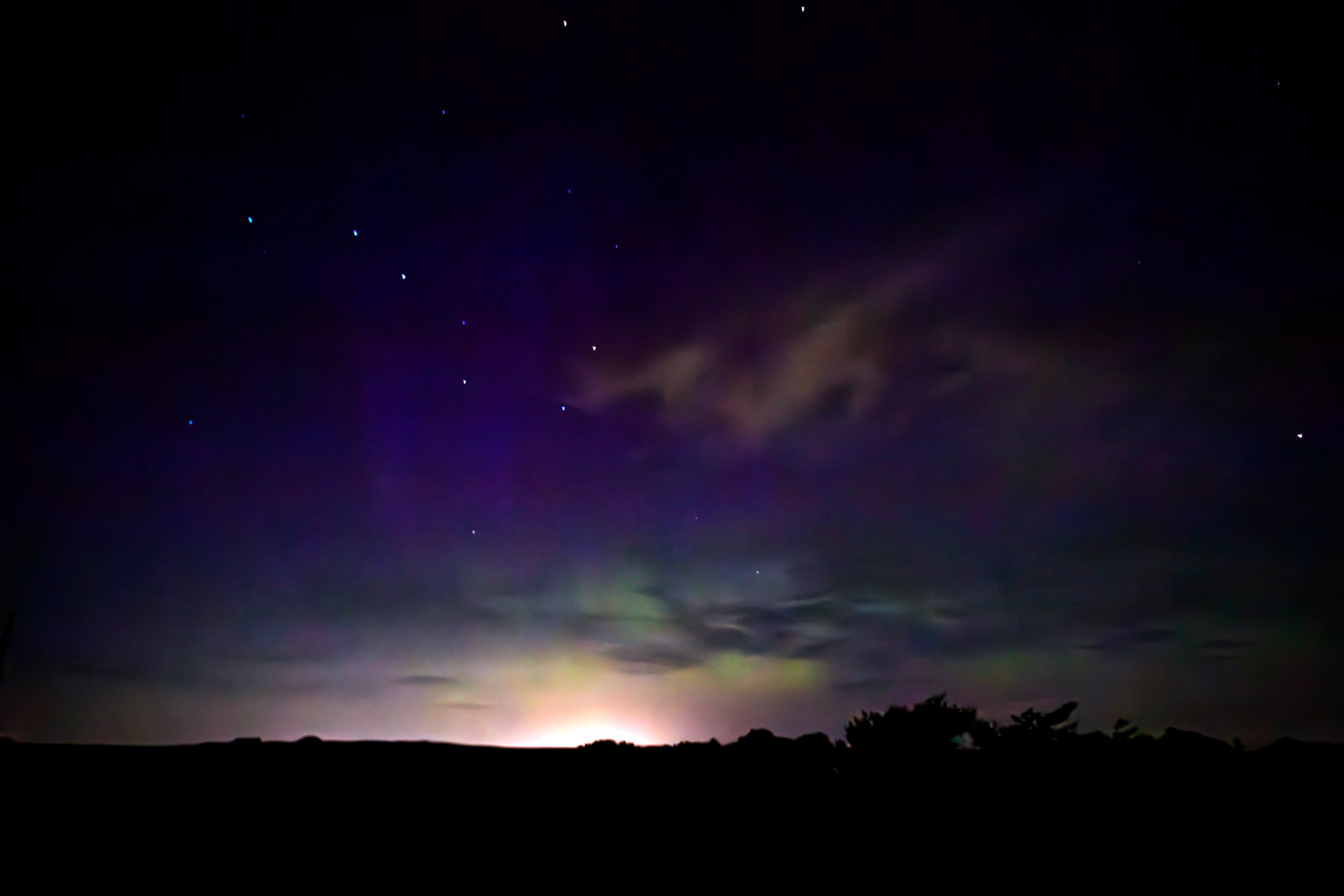 Aurora borealis (Northern Lights) from the Bathgate Hills 12 August 2024