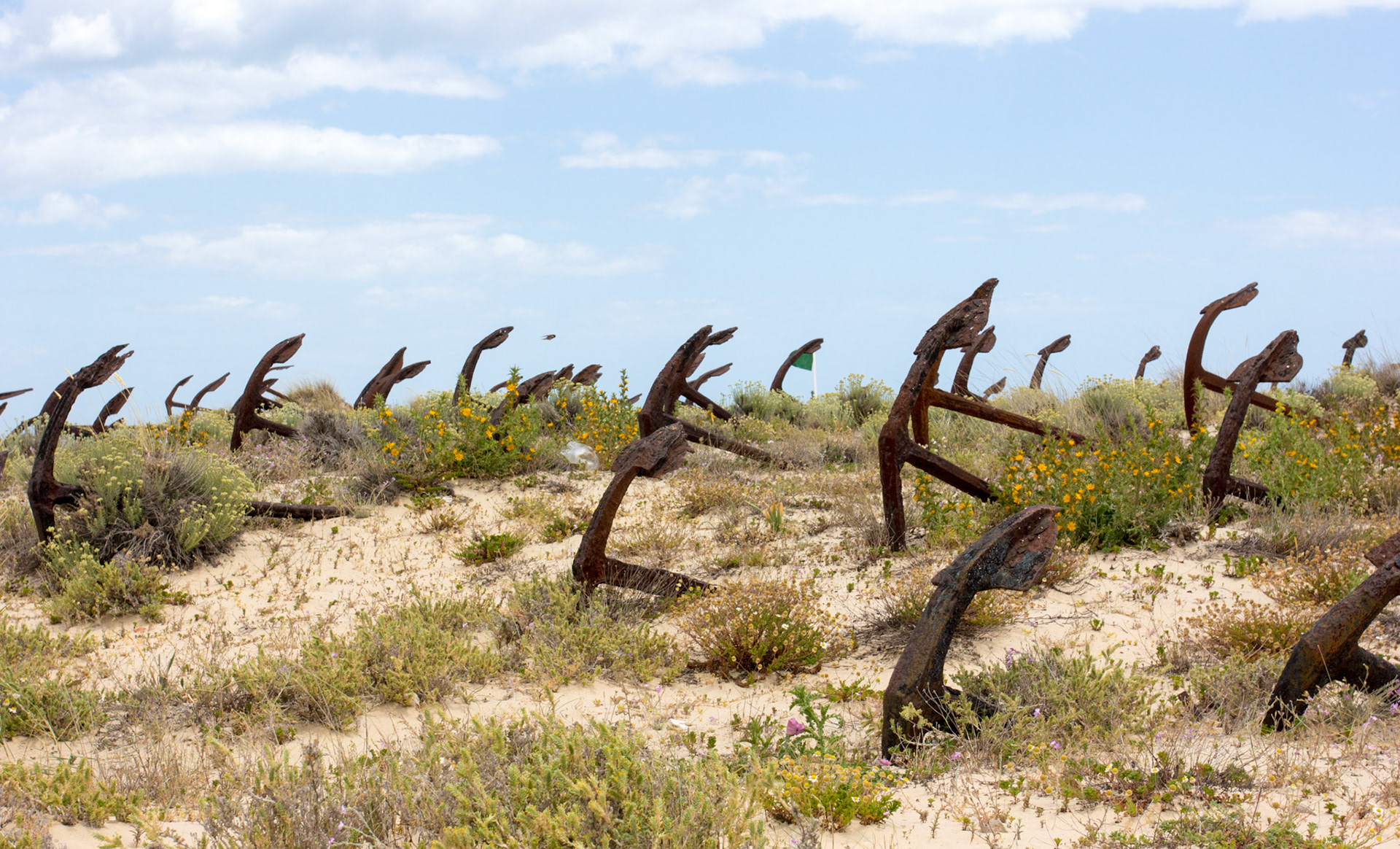 On Tavira Island - Praia do Barril beach - the anchor graveyard. The anchors used to secure the tuna nets.