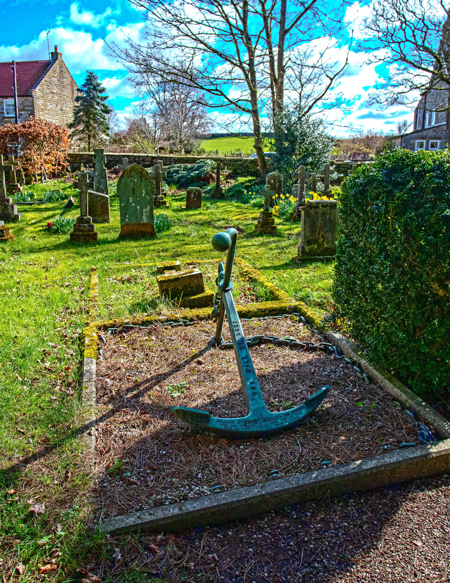 Grave with an anchor in St Mary's Churchyard in Goathland - North York Moors 25 March 2026
