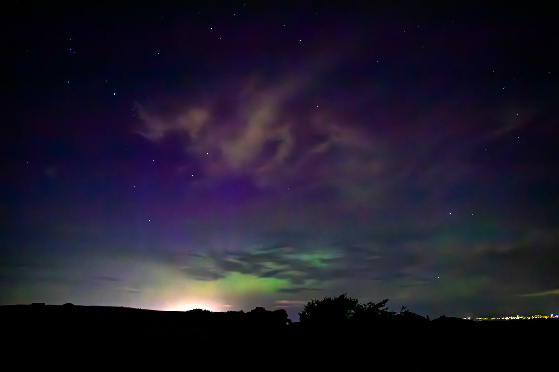 Aurora borealis (Northern Lights) from the Bathgate Hills 12 August 2024