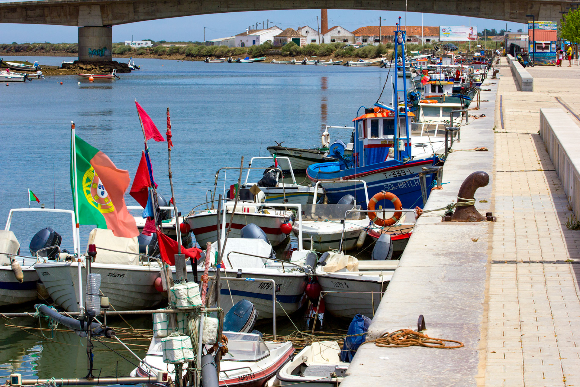 Fishing Boats moored at the Quay on the Gilão River (Tavira, Algarve, Portugal)