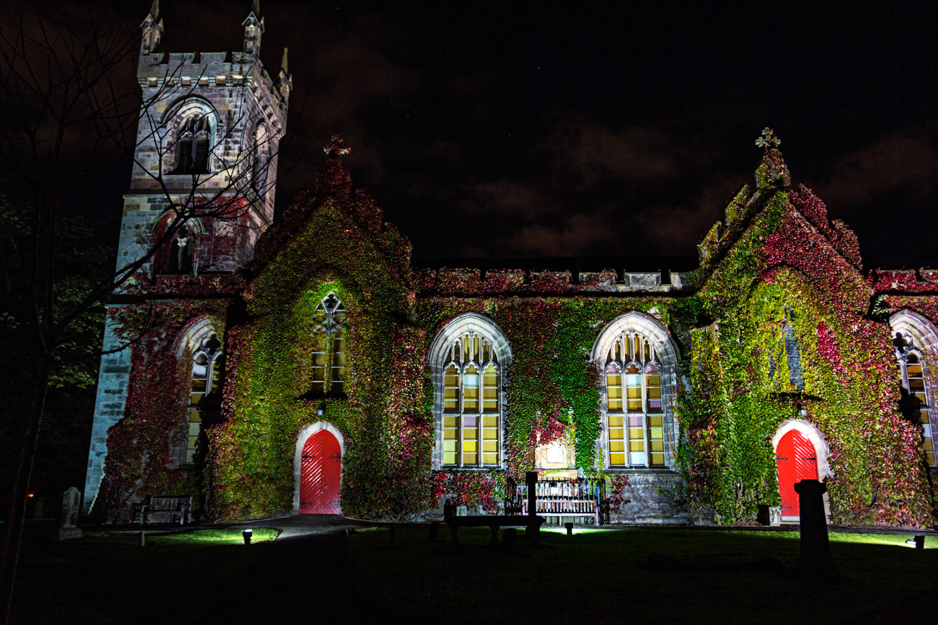 Liberton Kirk, Edinburgh, at night in Autumn.Please see my other Photographs at: www.jamespdeans.co.uk