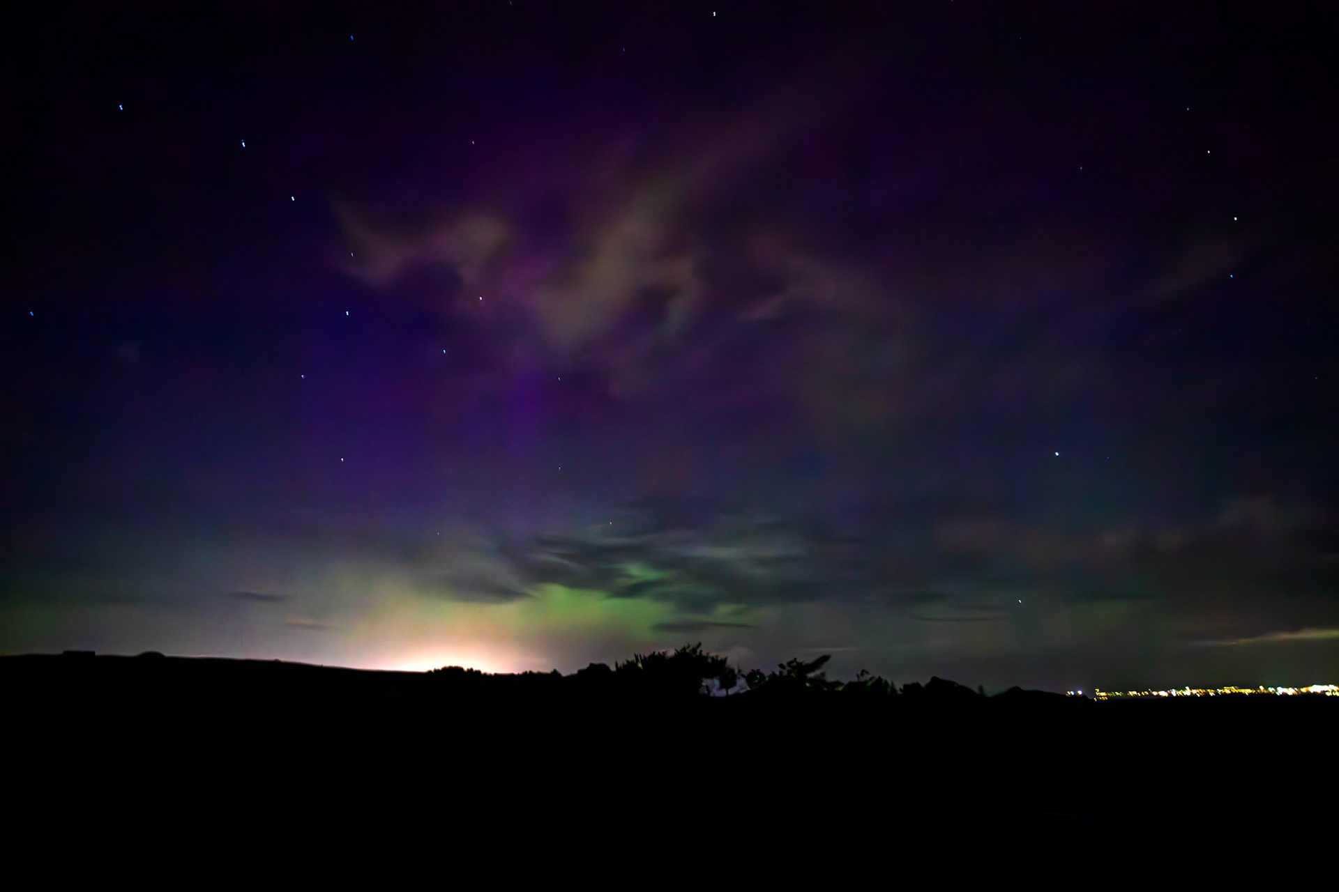 Aurora borealis (Northern Lights) from the Bathgate Hills 12 August 2024