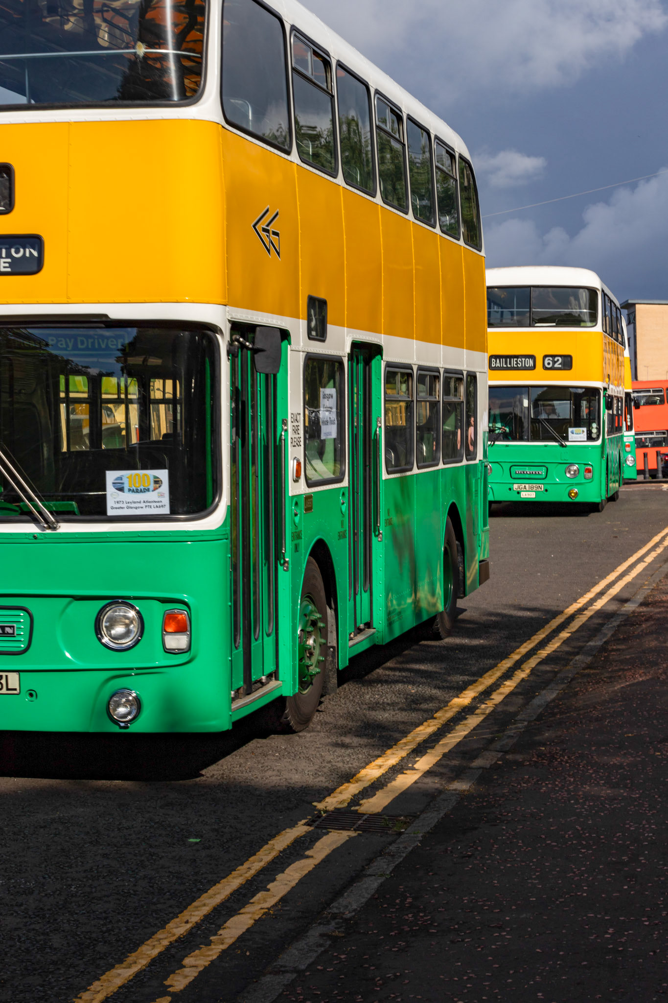 HGD903L Number: LA697 Leyland Atlantean 1973 - 100 years of Glasgow Corporation Motorbuses at the People's Palace Glasgow 03 August 2024 - Probably the only double door bus from the Glasgow era remaining. The Corporation found that there were too many fare skippers. This was used as a training bus, so missed the modification