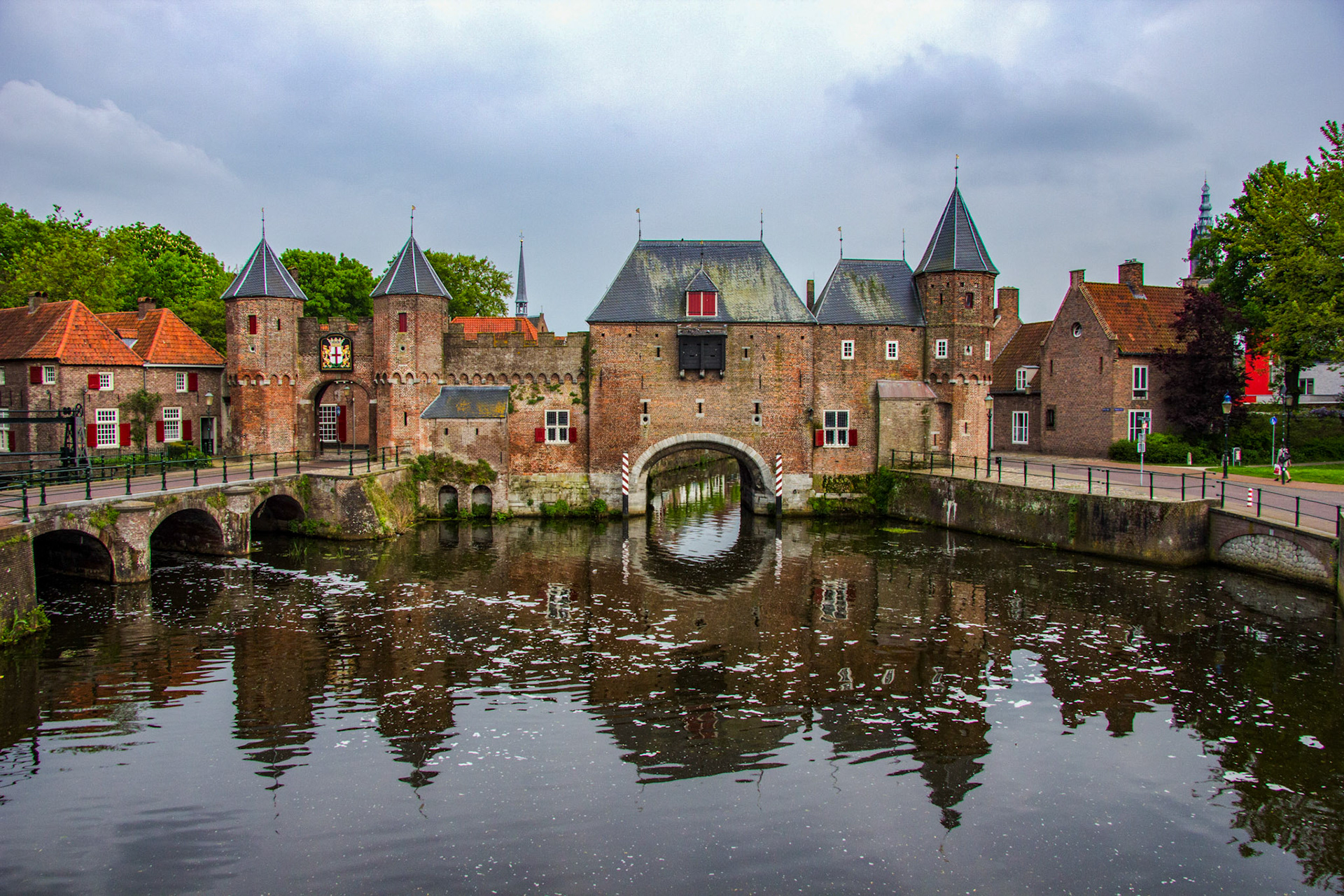 Amersfoort - Koppelpoort medieval gate Amersfoort, Netherlands. Build c1425 - it is a complex structure, being a gate covering the canal, 2 roadways and a bridge. Please see my other Photographs at: http://www.jamespdeans.co.uk/