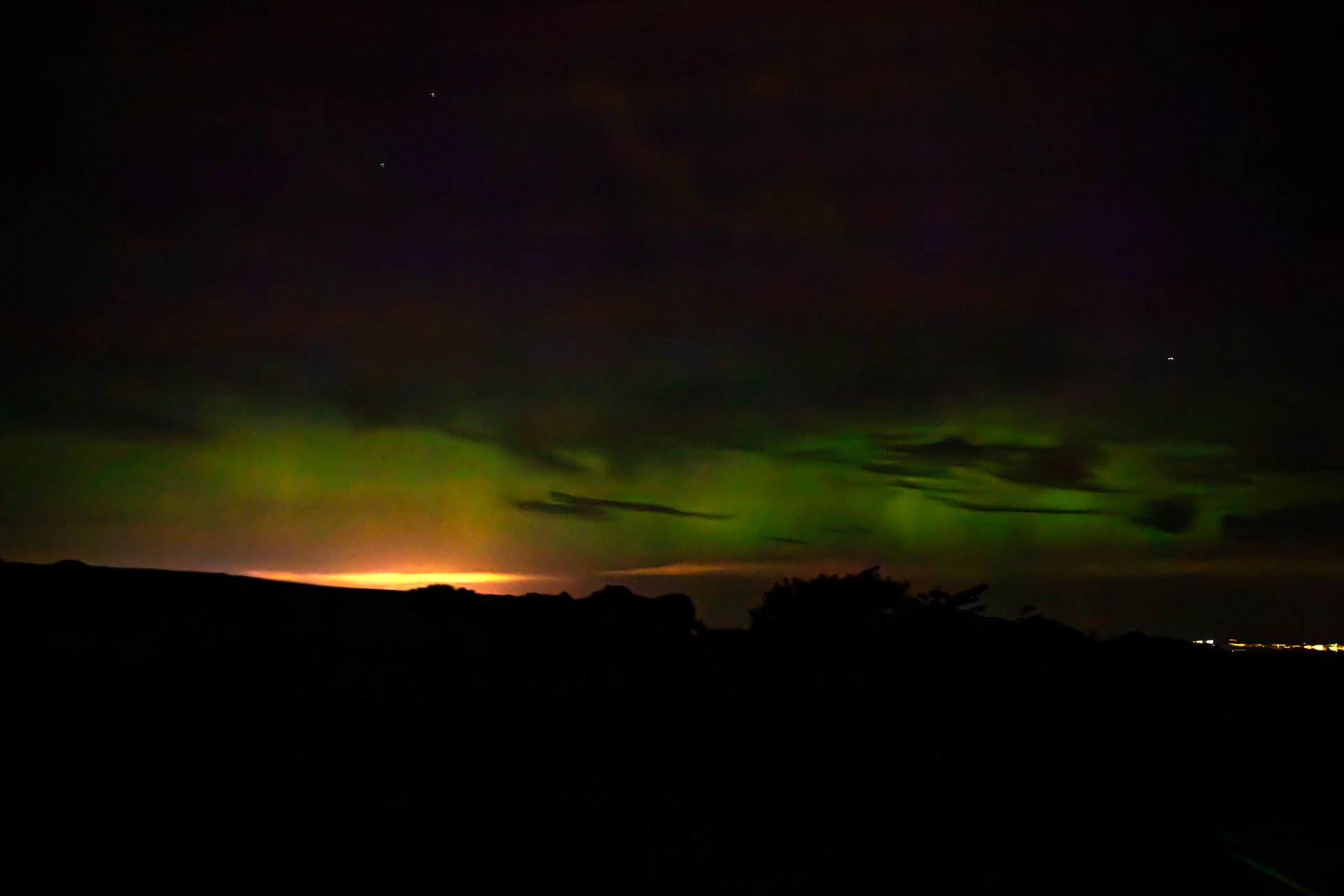 Aurora borealis (Northern Lights) from the Bathgate Hills 12 August 2024