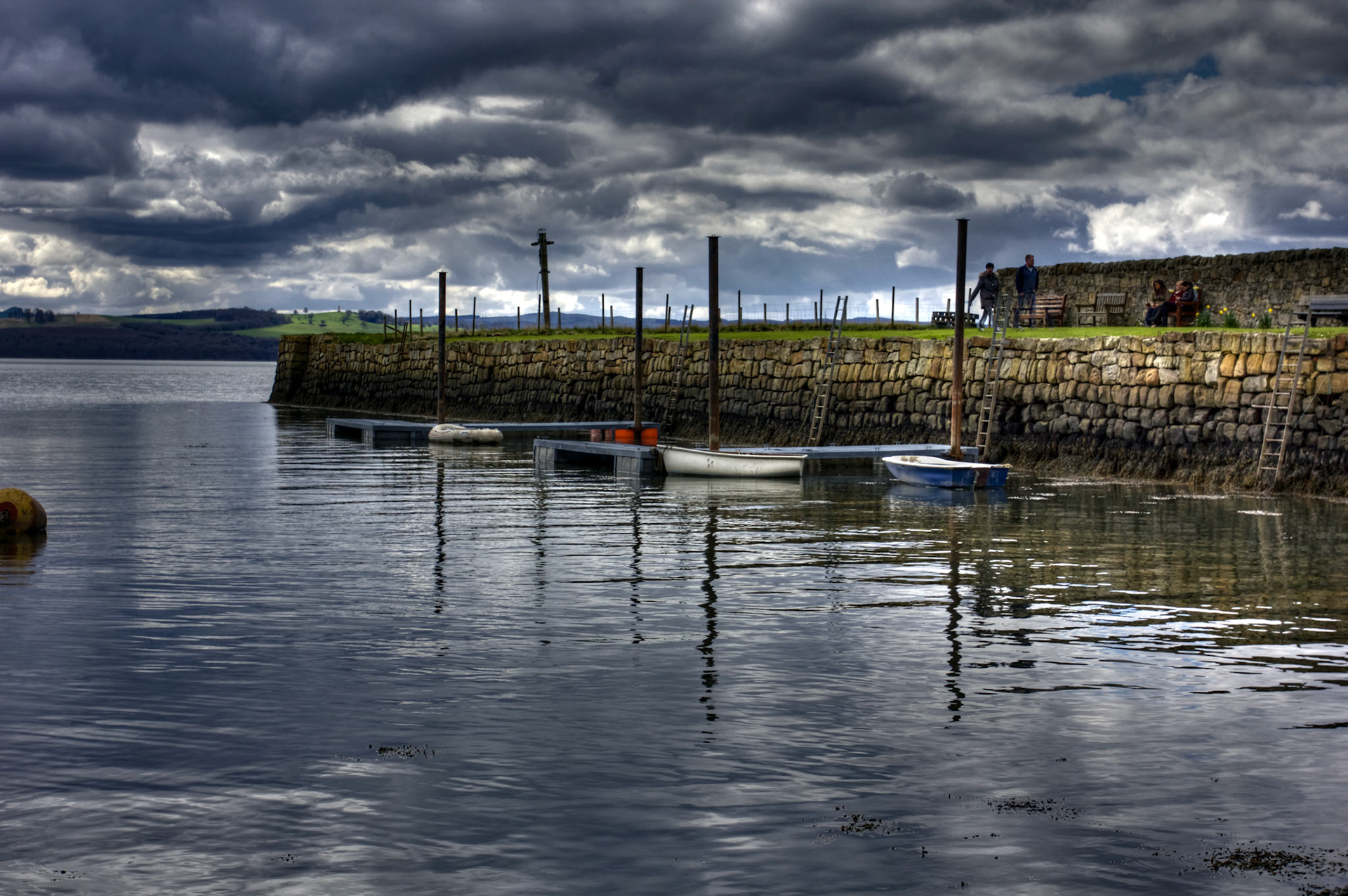 Limekilns - Yachts at the pontoon in the old harbour 16 April 2016.There's more Photographs of Fife in my more general Scottish folder at: http://www.jamespdeans.co.uk/p350570900