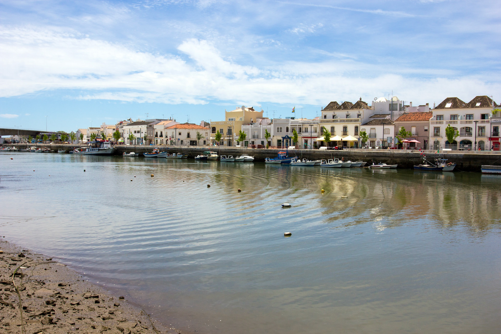 Boats moored at the Quay on the Gilão River (Tavira, Algarve, Portugal)