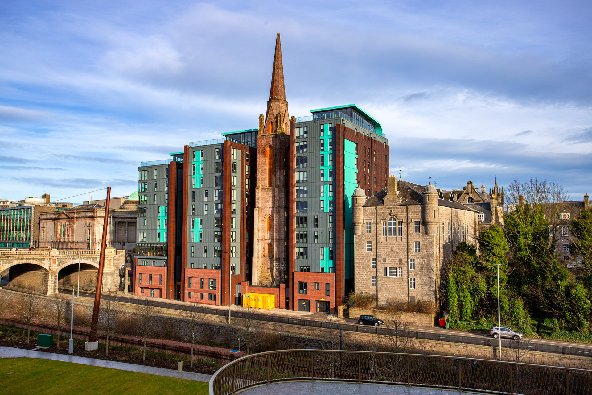 Old Spire incorporated into new building - Aberdeen 27 January 2024