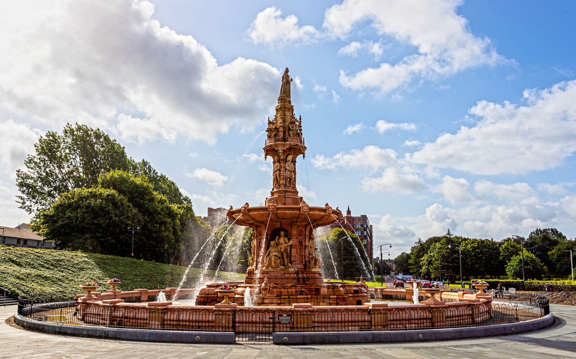 The Doulton Fountain outside the People's Palace Glasgow 03 August 2024