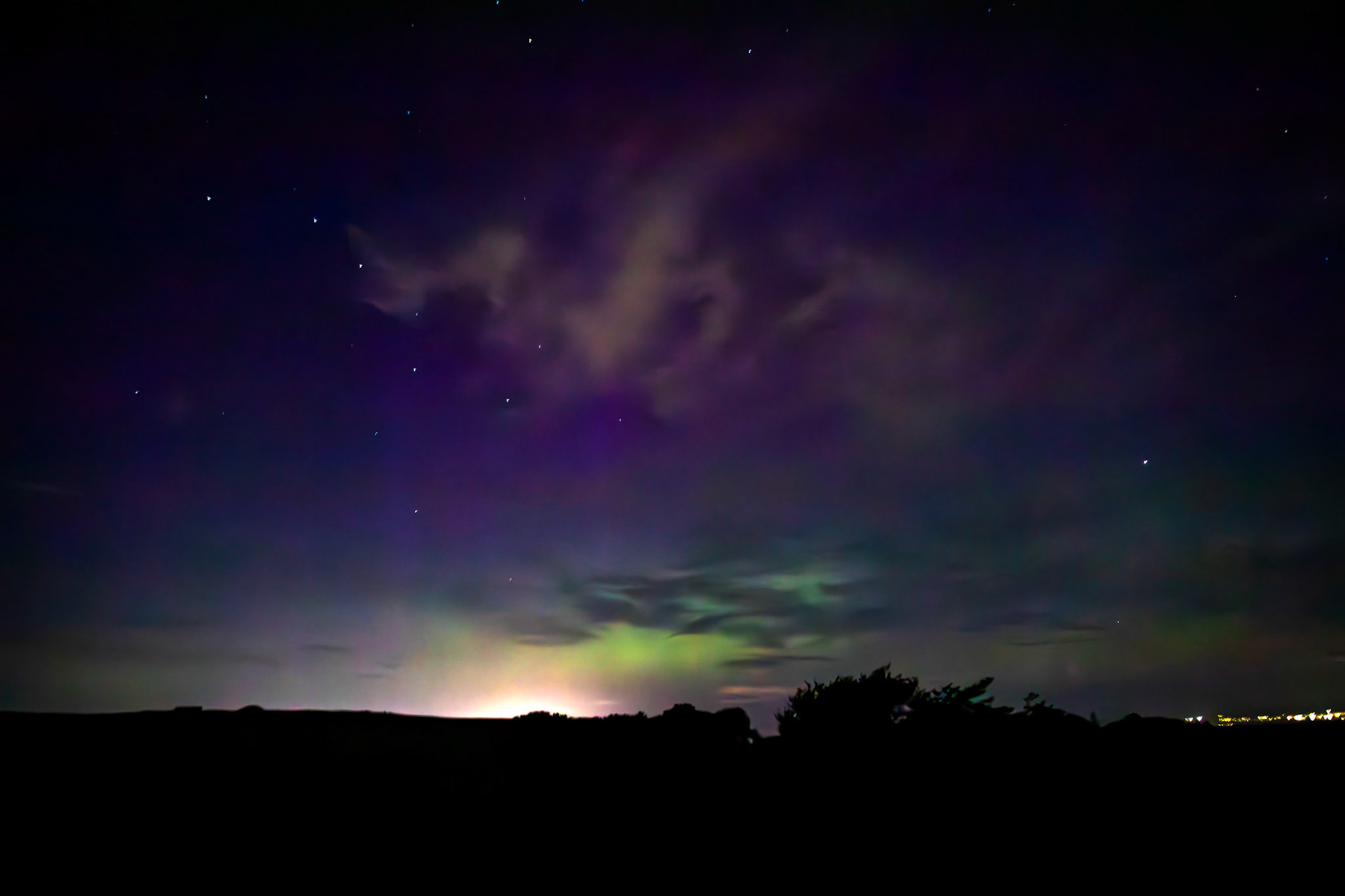 Aurora borealis (Northern Lights) from the Bathgate Hills 12 August 2024