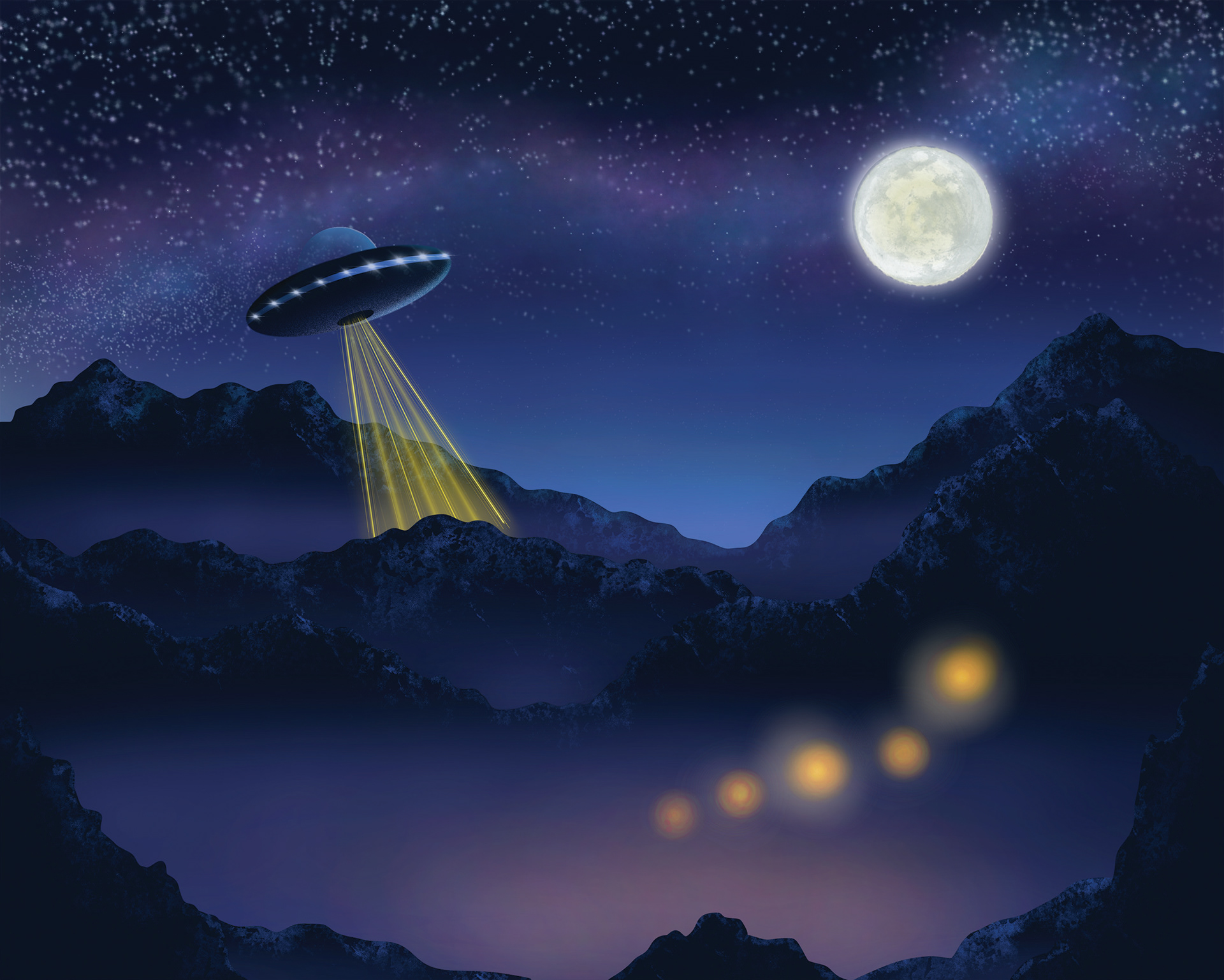 Representation of the Brown Mountain Lights of North Carolina.