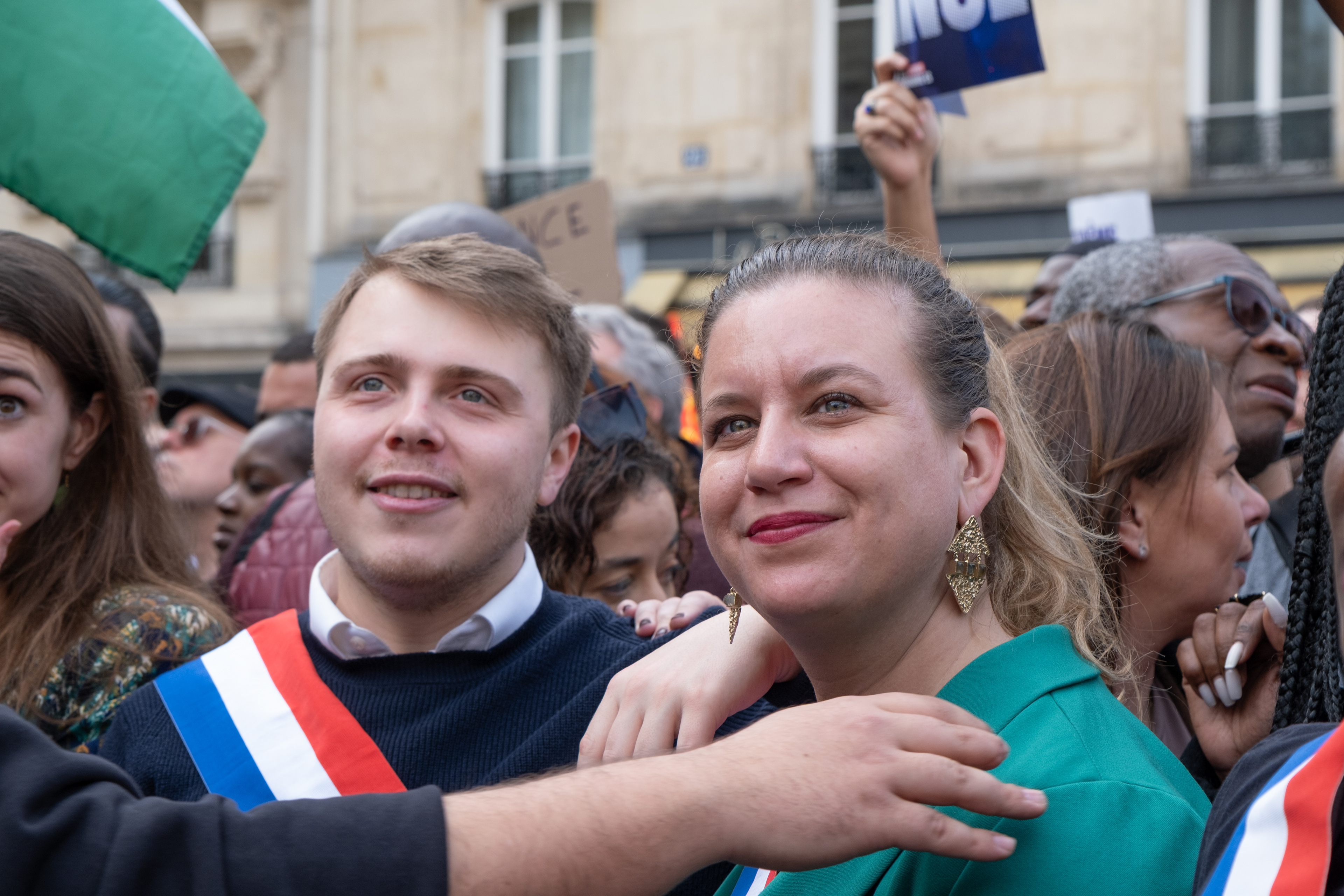 Louis Boyard and Mathilde Panot (LFI president)
