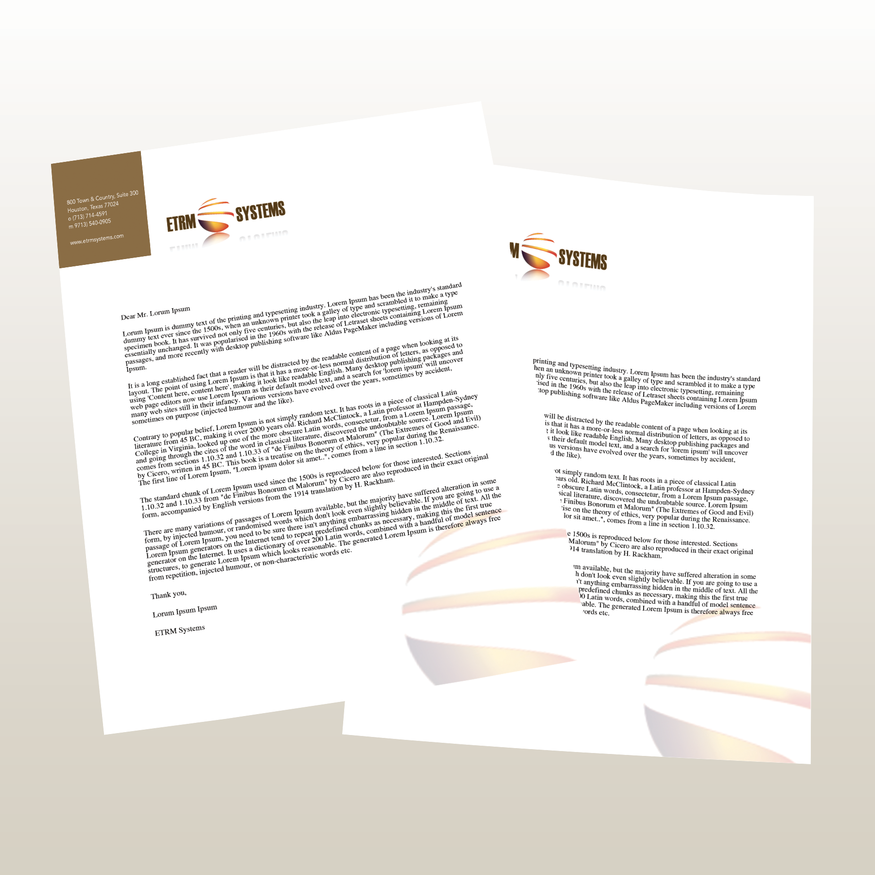 ETRM Systems Letterhead Design