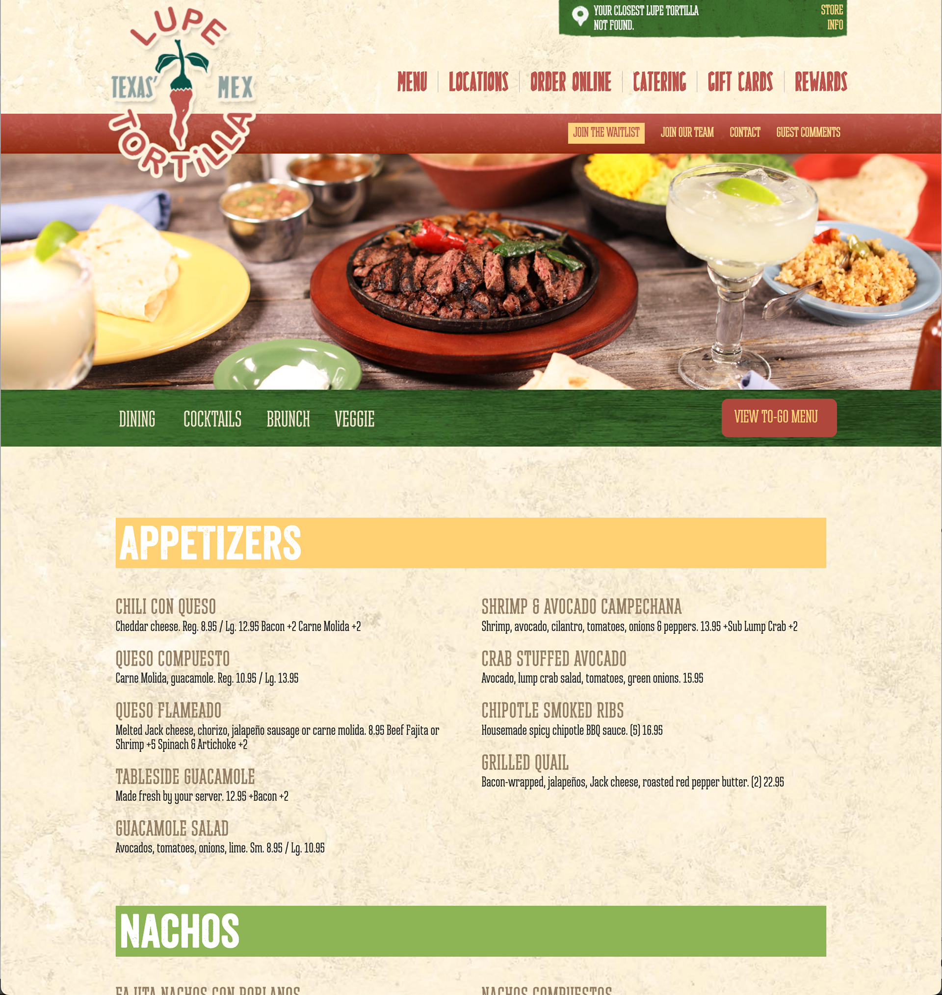 Lupe Tortilla Restaurants archive menu redesign.
