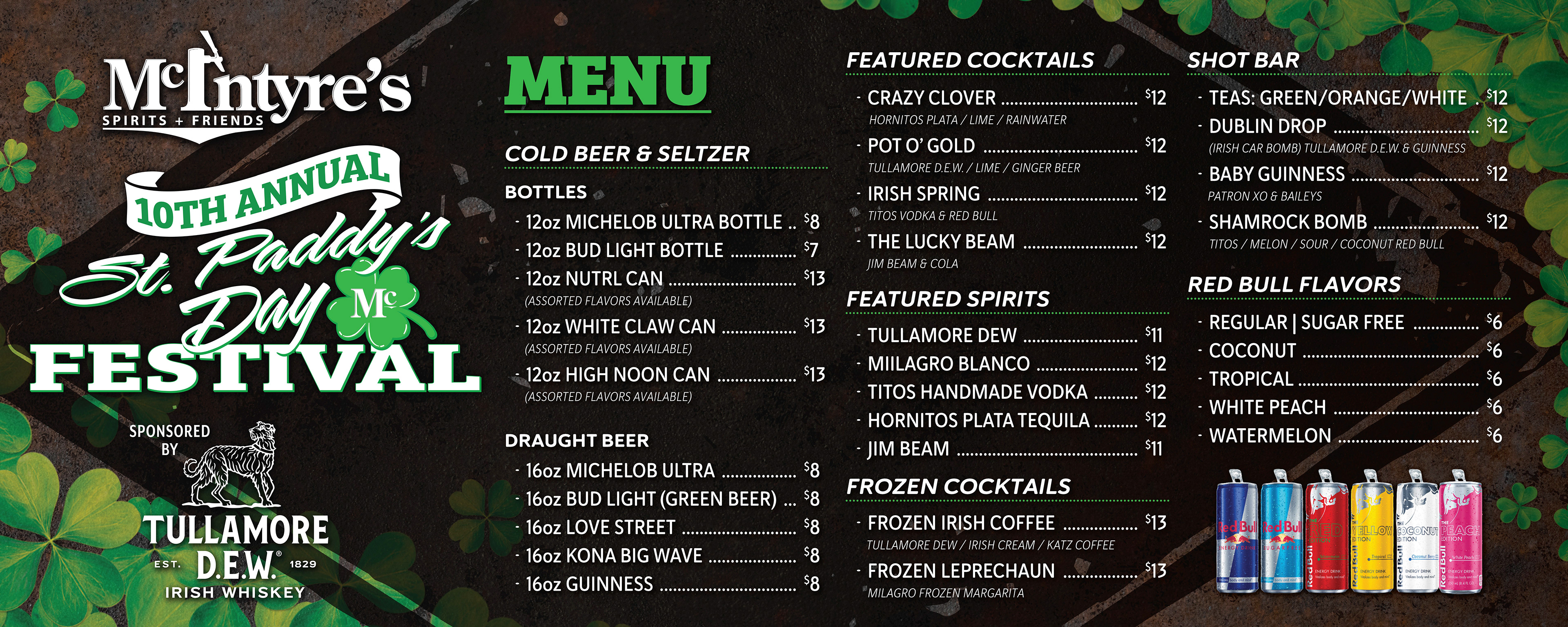 McIntyre's USA St. Paddy's Day Specialty Drink Menu Signage
