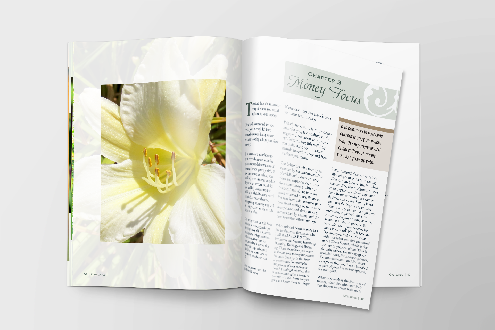 Overtones: Money Focus Chapter Start Spread Example