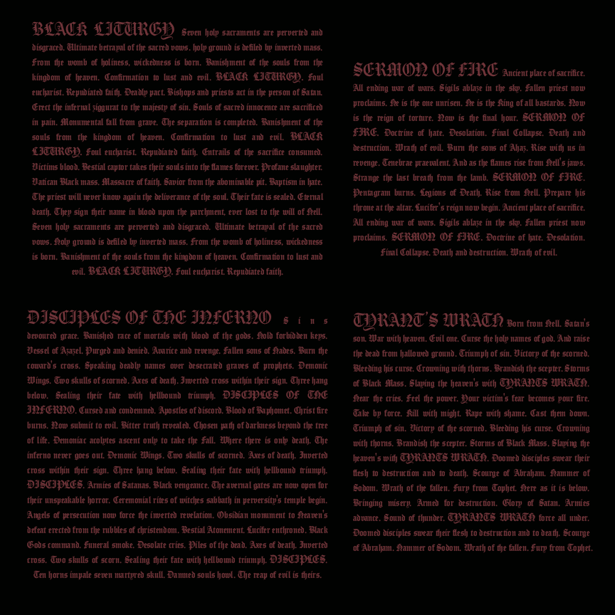 lyric sheet back