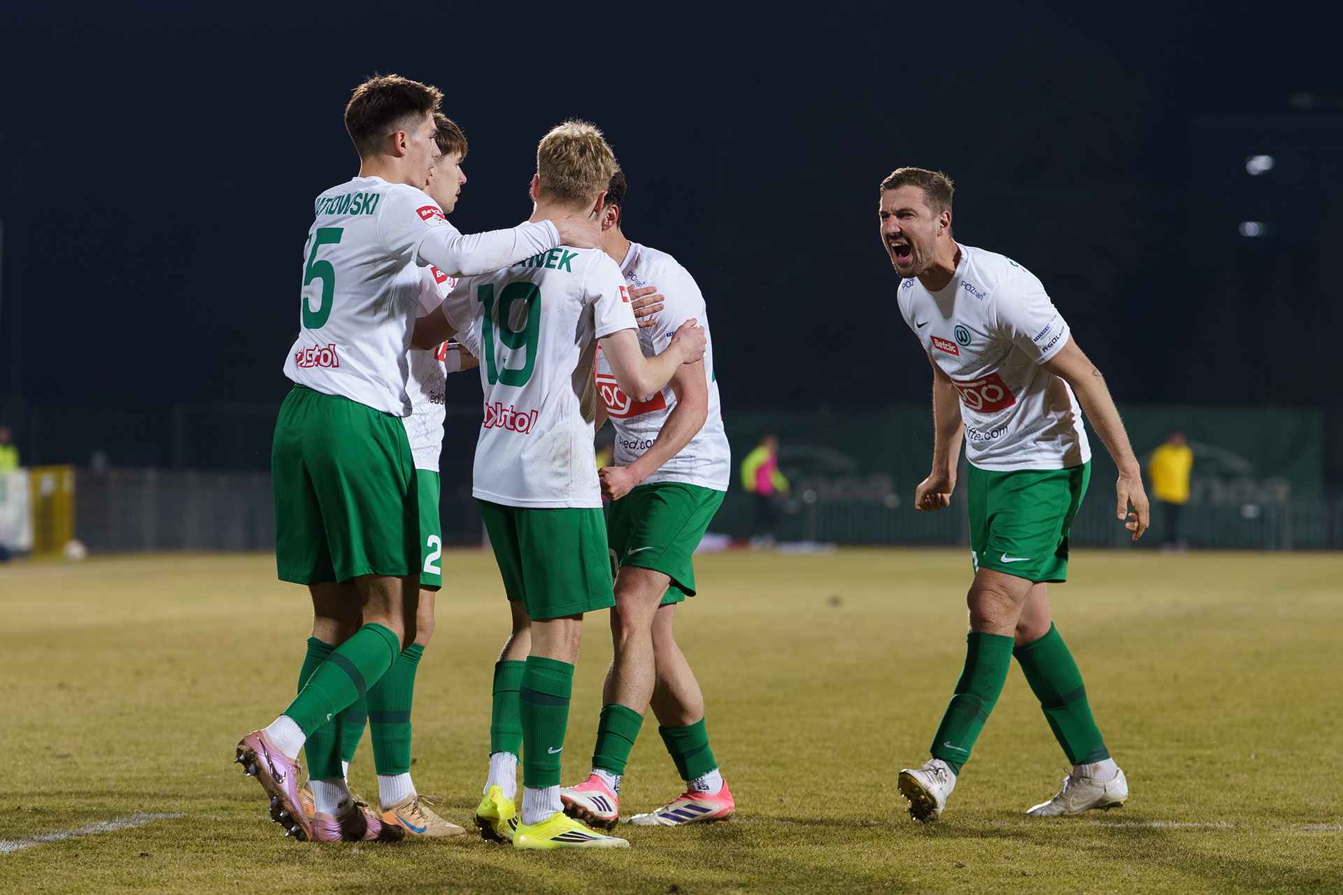 Warta Poznan celebrate the goal, March 2026
