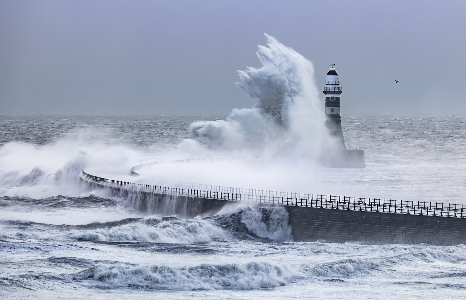 Roker Lighthouse storm Darragh