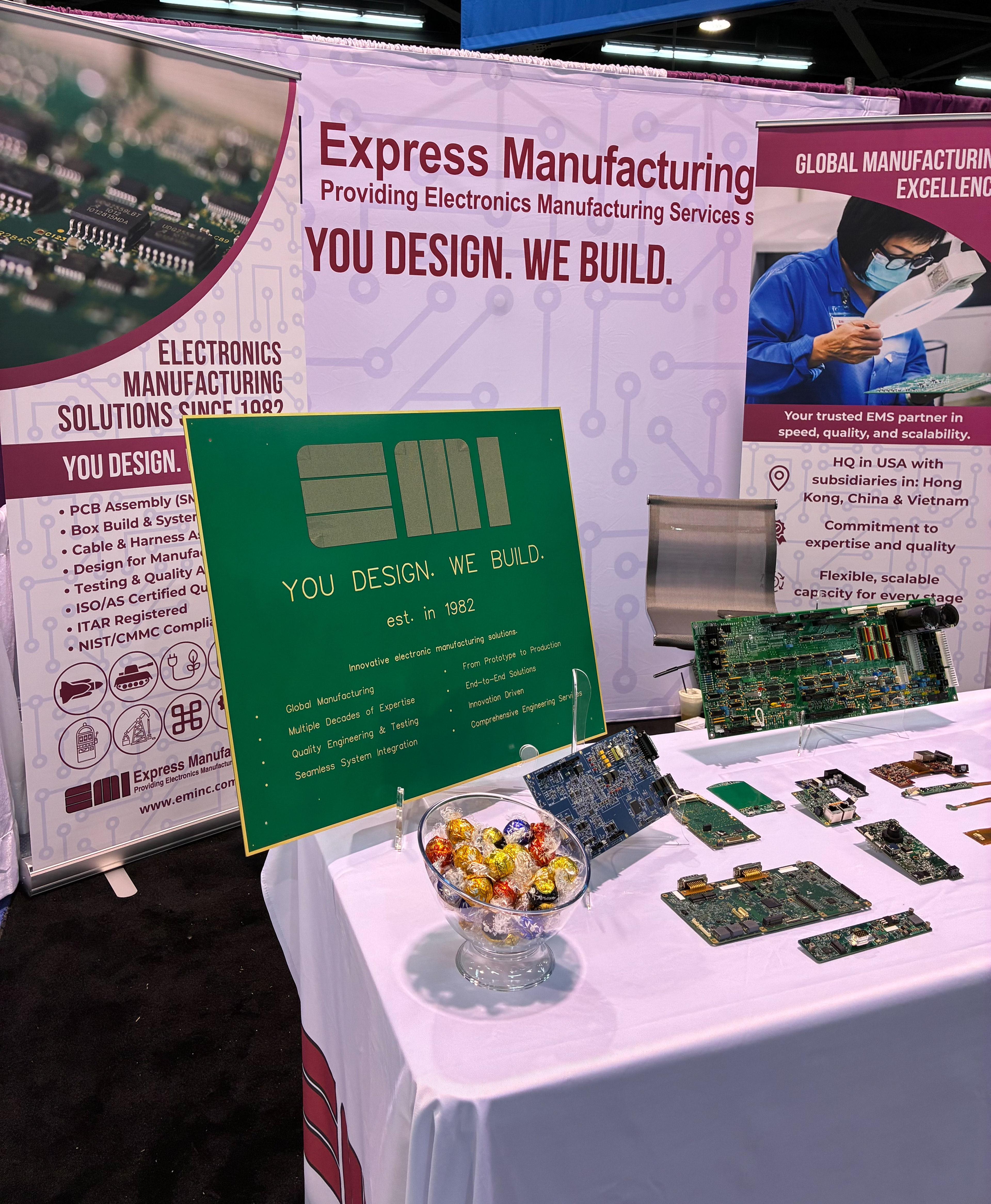 Designed Graphics and handled Professional Printing for EMI for Conventions (Table Cloths, Displays, Pop Ups, Name Tags, etc.) 