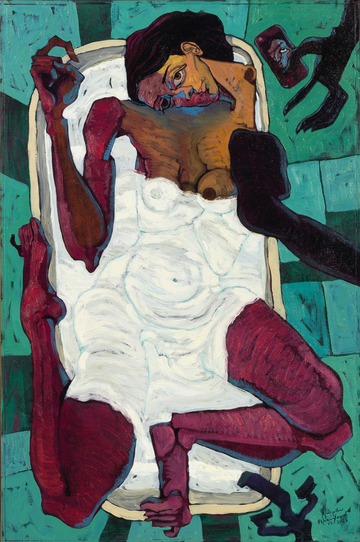 Bath Selfie, 2022 Oil on Canvas 31.49 x 47.24 x 1.77 Inches 80 x 120 x 4.5 cm