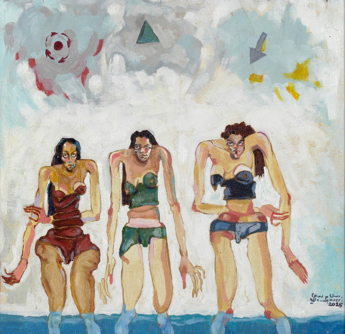 Three sisters who have never met, 2025 Oil on Canvas 15.74 x 15.35 x 1.57 Inches 40 x 39 x 4 cm