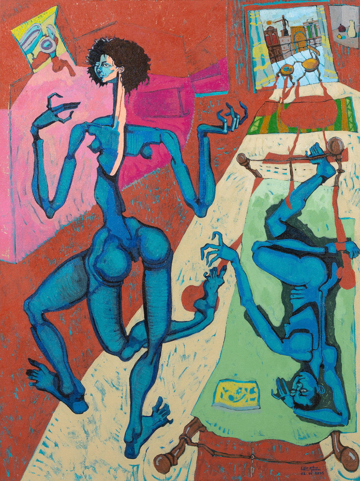 One a upon a time in Cairo, 2025 Acrylic on Canvas 35.43 x 47.24 x 1.77 Inches 90 x 120 x 4.5 cm