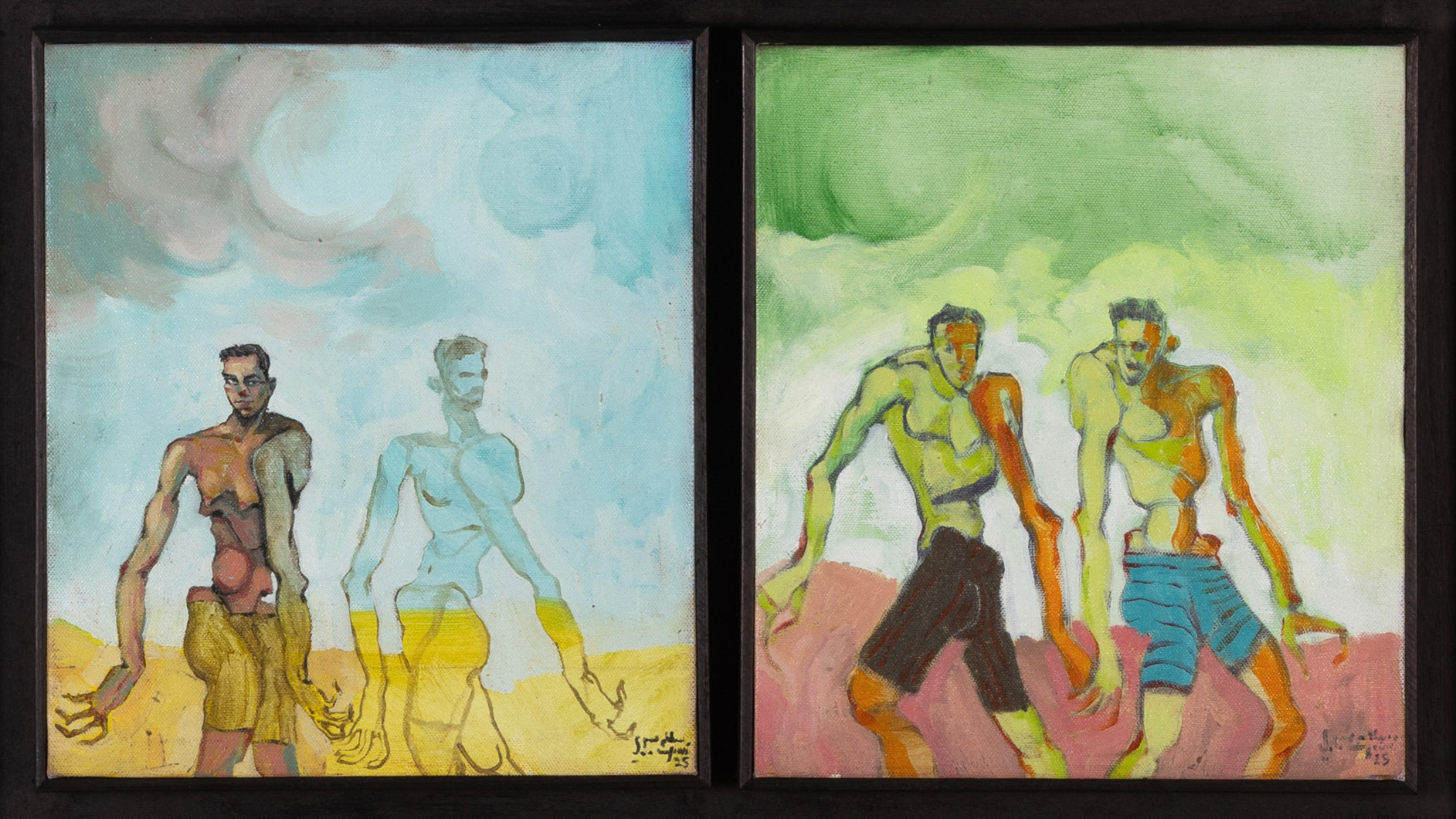 Forever friendship, 2025 Oil on Canvas 25.59 x 13.77 x 1.77 Inches 65 x 35 x 4.5 cm