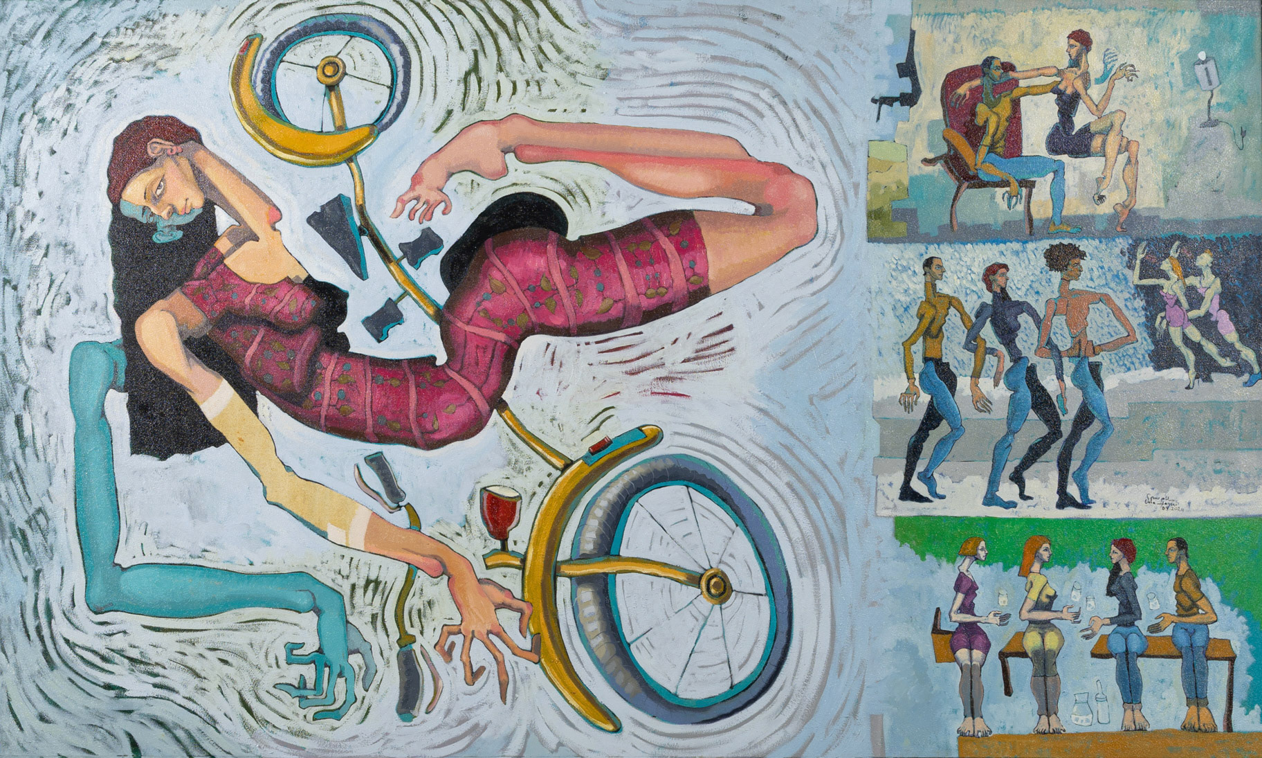 Between four cities, 2024 Oil on Canvas 98.42 x 59.05 x 1.57 Inches 250 x 150 x 4 cm