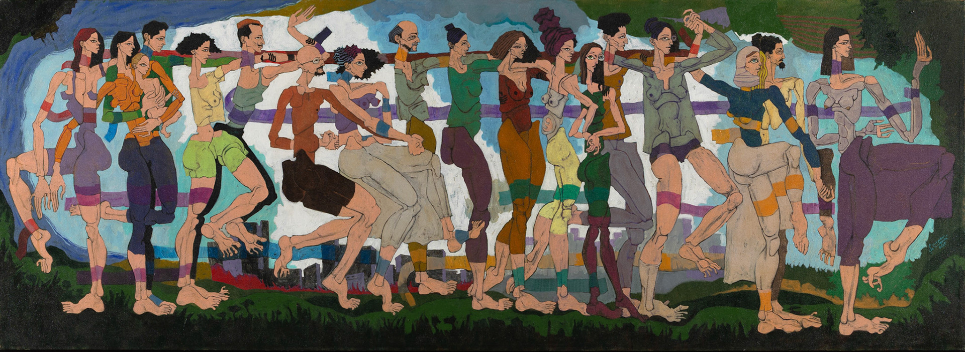 Dabkeh, 2025 Acrylic on Canvas 98.42 x 35.43 x 1.77 Inches 250 x 90 x 4.5 cm