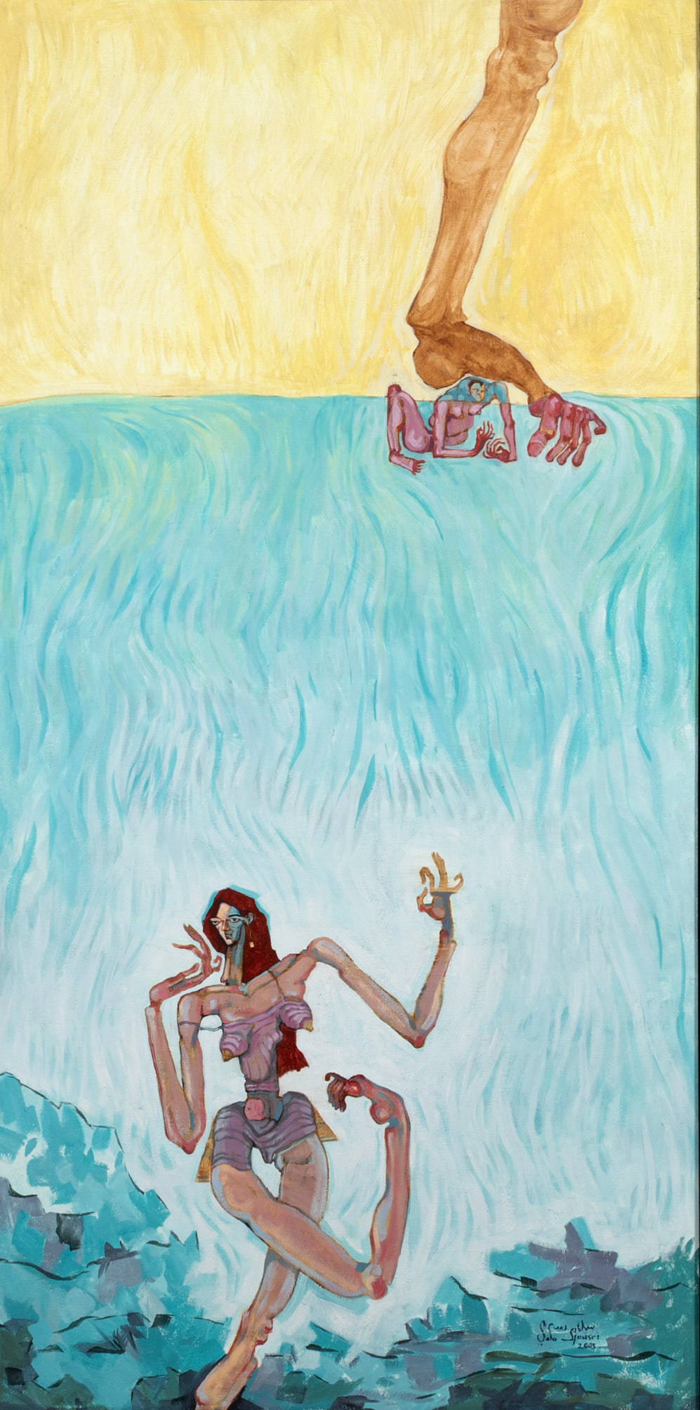 Crushed by a fantasy, 2025 Oil on Canvas 35.43 x 70.86 x 1.57 Inches 90 x 180 x 4 cm