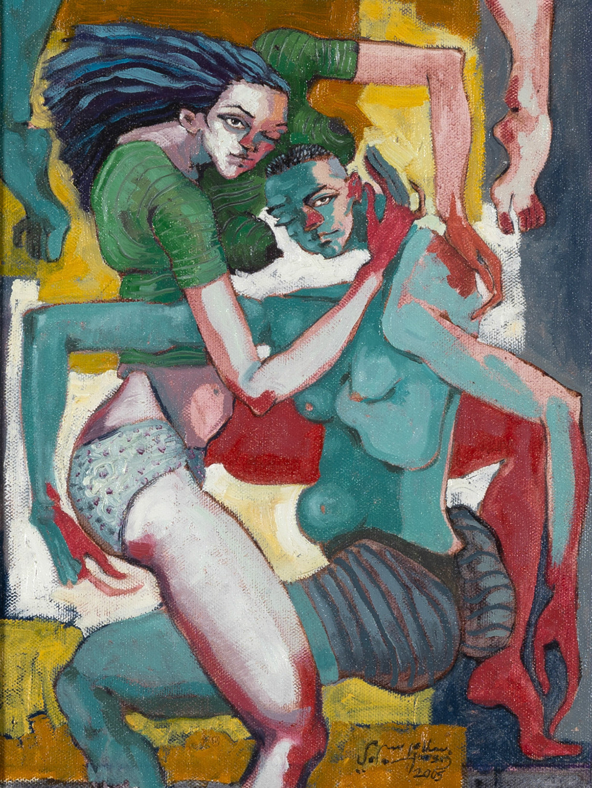 A Hug, 2005 Oil on Canvas 11.81 x 15.74 x 1.57 Inches 30 x 40 x 4 cm