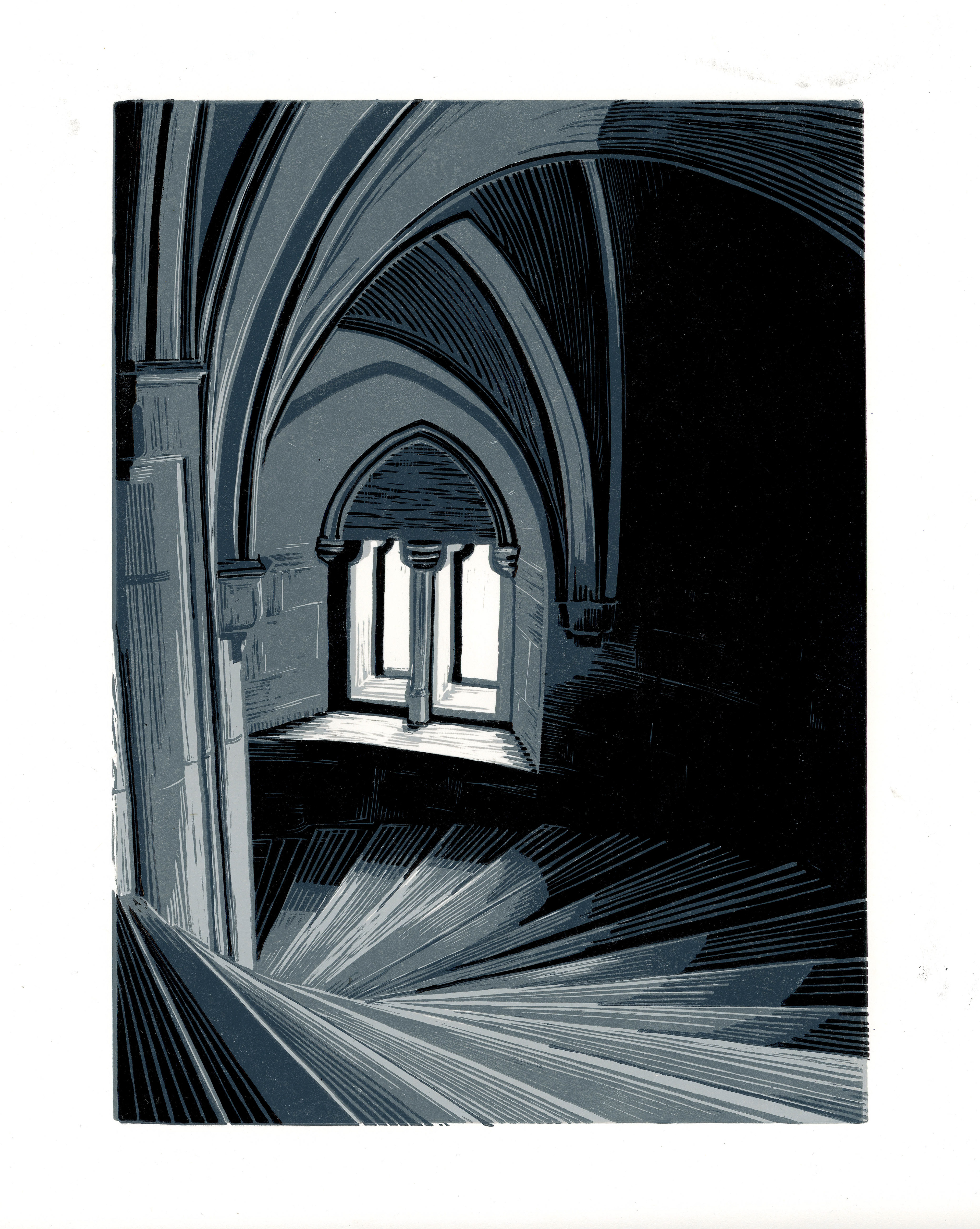 Staircase 2 – reduction linocut