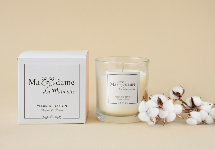 Packaging boite étiquette bougie Madame La Marmotte