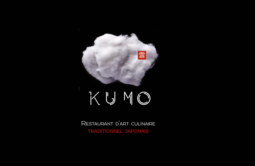 Logo et typographie du restaurant japonais Kumo (nuage)