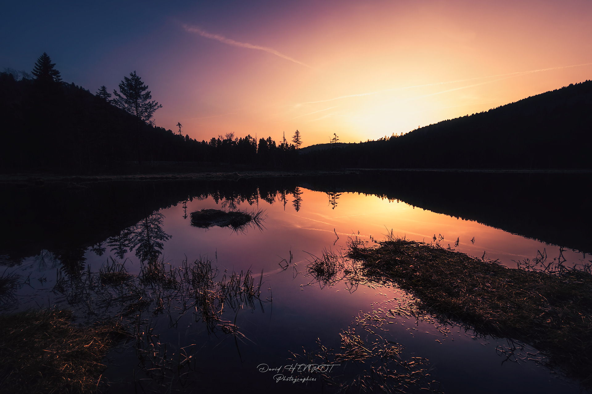 Sunset au Lac de Lispach, Vosges