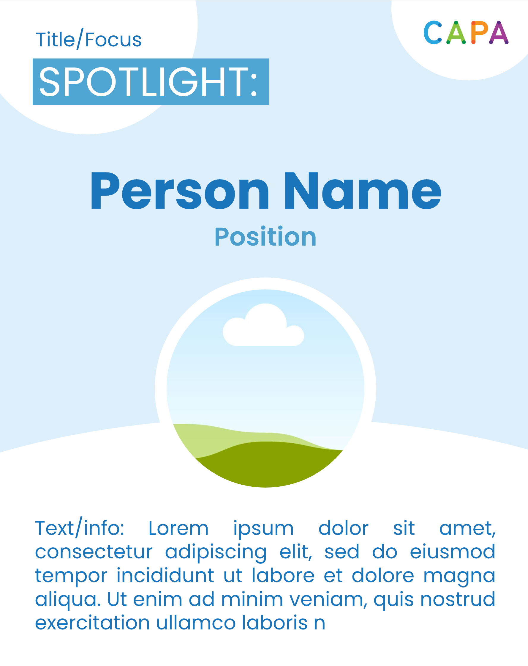 Person spotlight for socials.