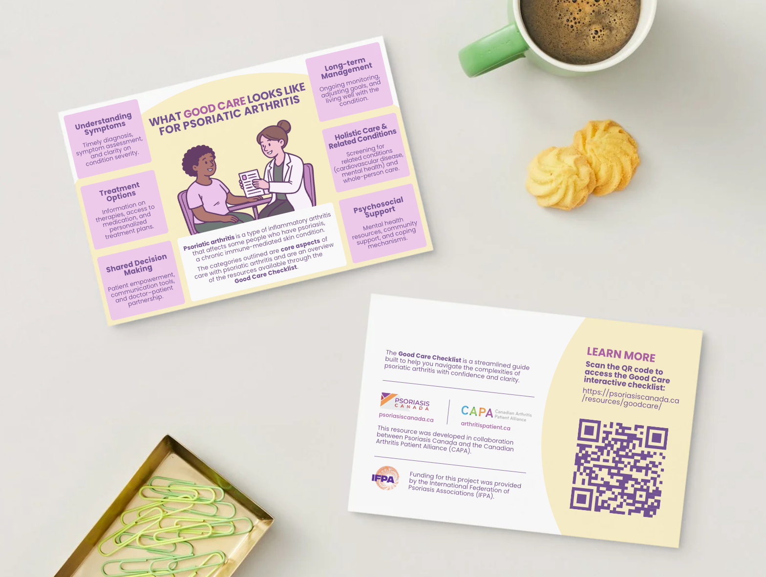 Postcard I designed for a collaboration between the Canadian Arthritis Patient Alliance and Psoriasis Canada.