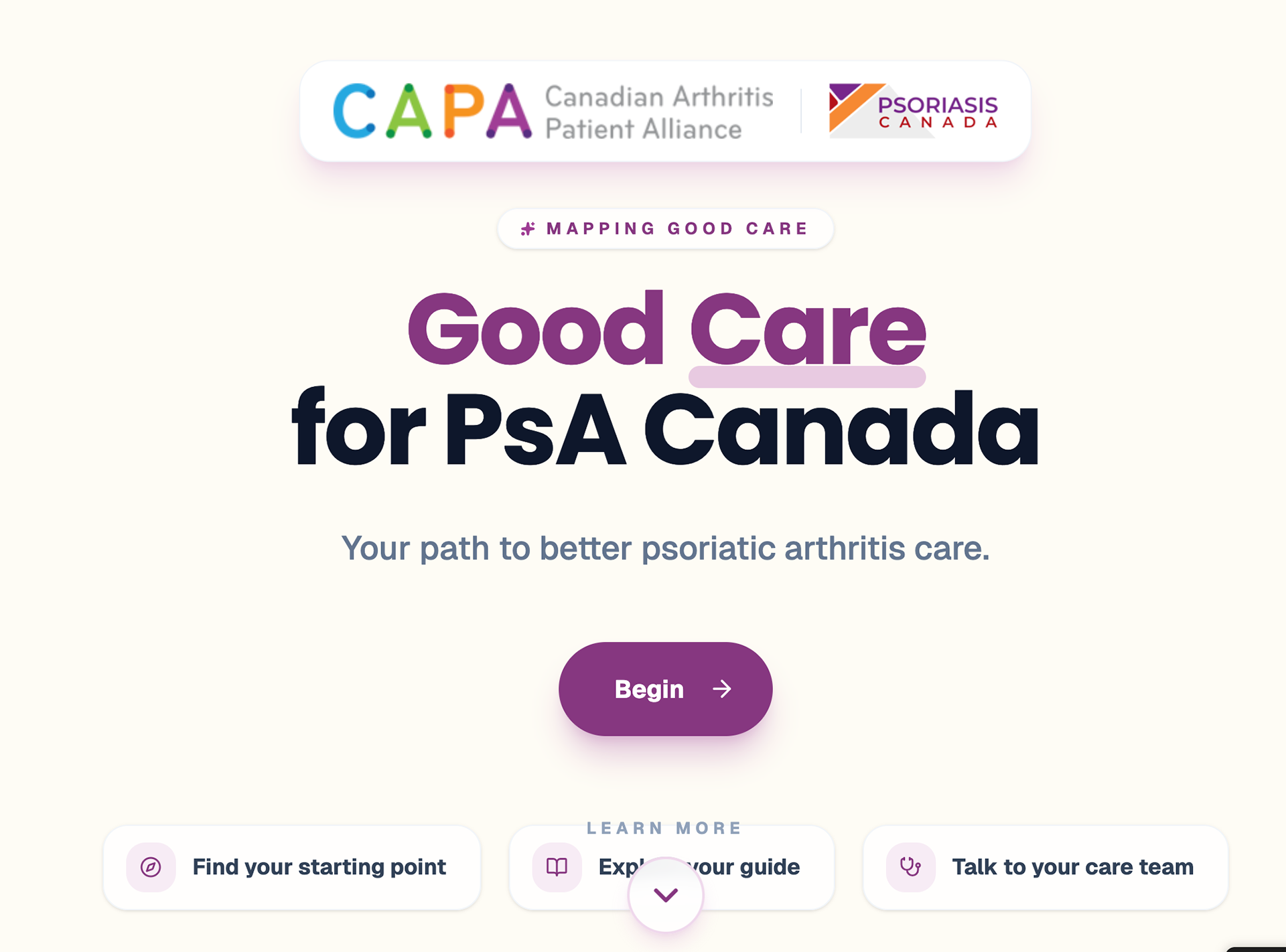 Website for the interactive "Good Care" tool.