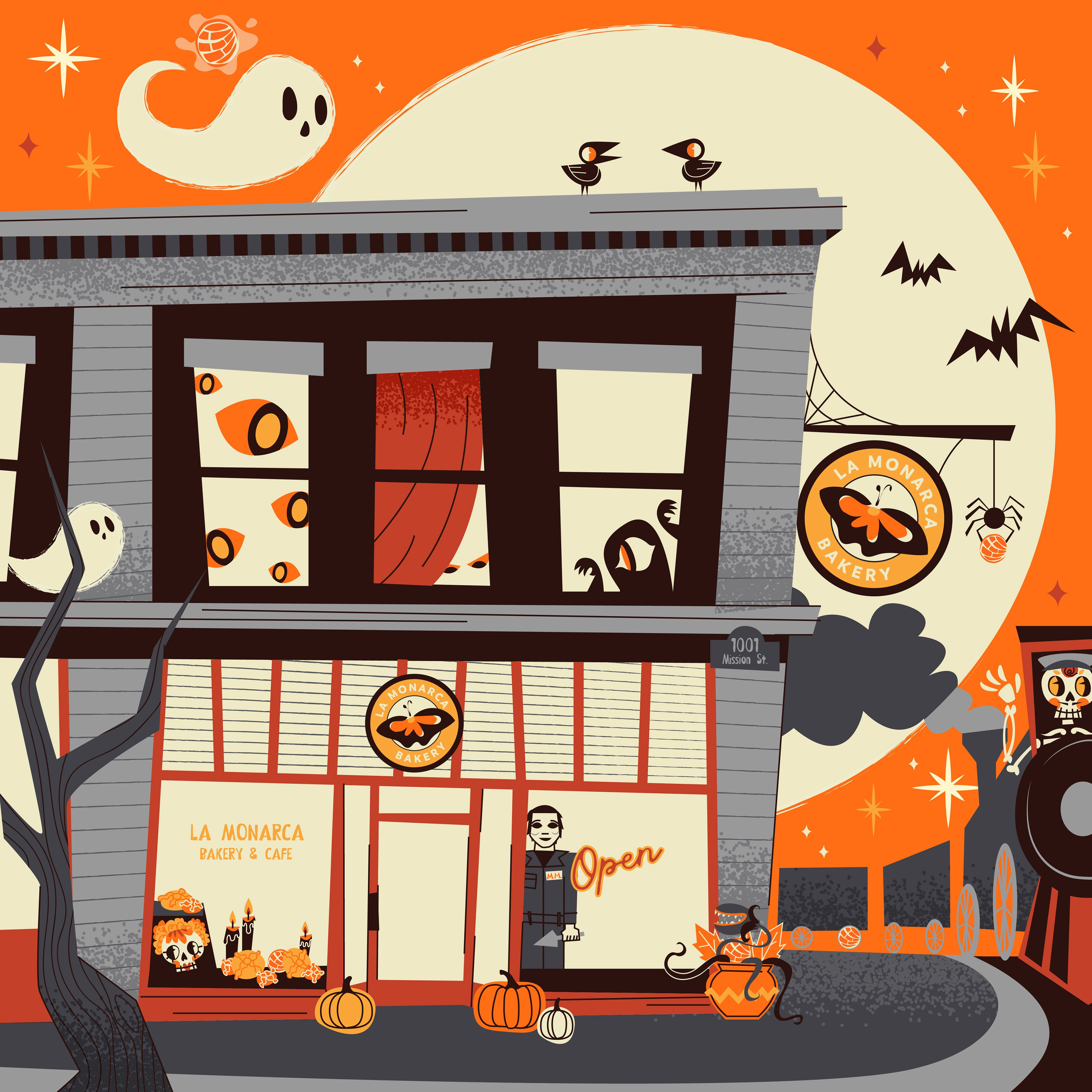 Illustration of Retail Store for Halloween