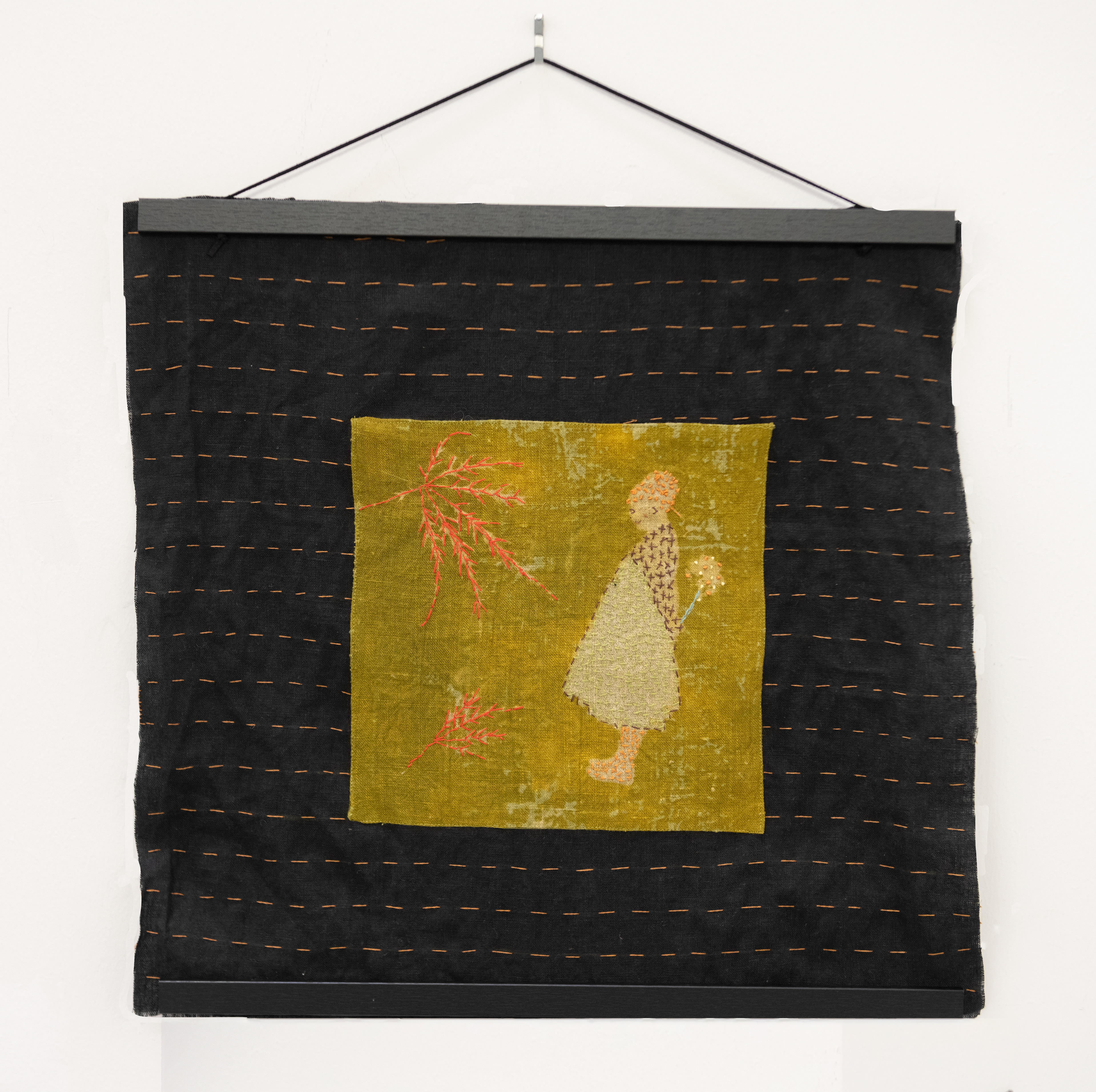 Photogram and hand embroidery on linen