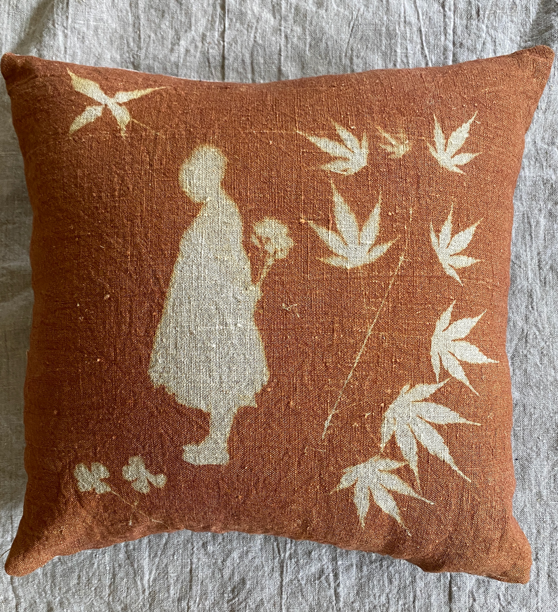 UV photogram on linen pillow