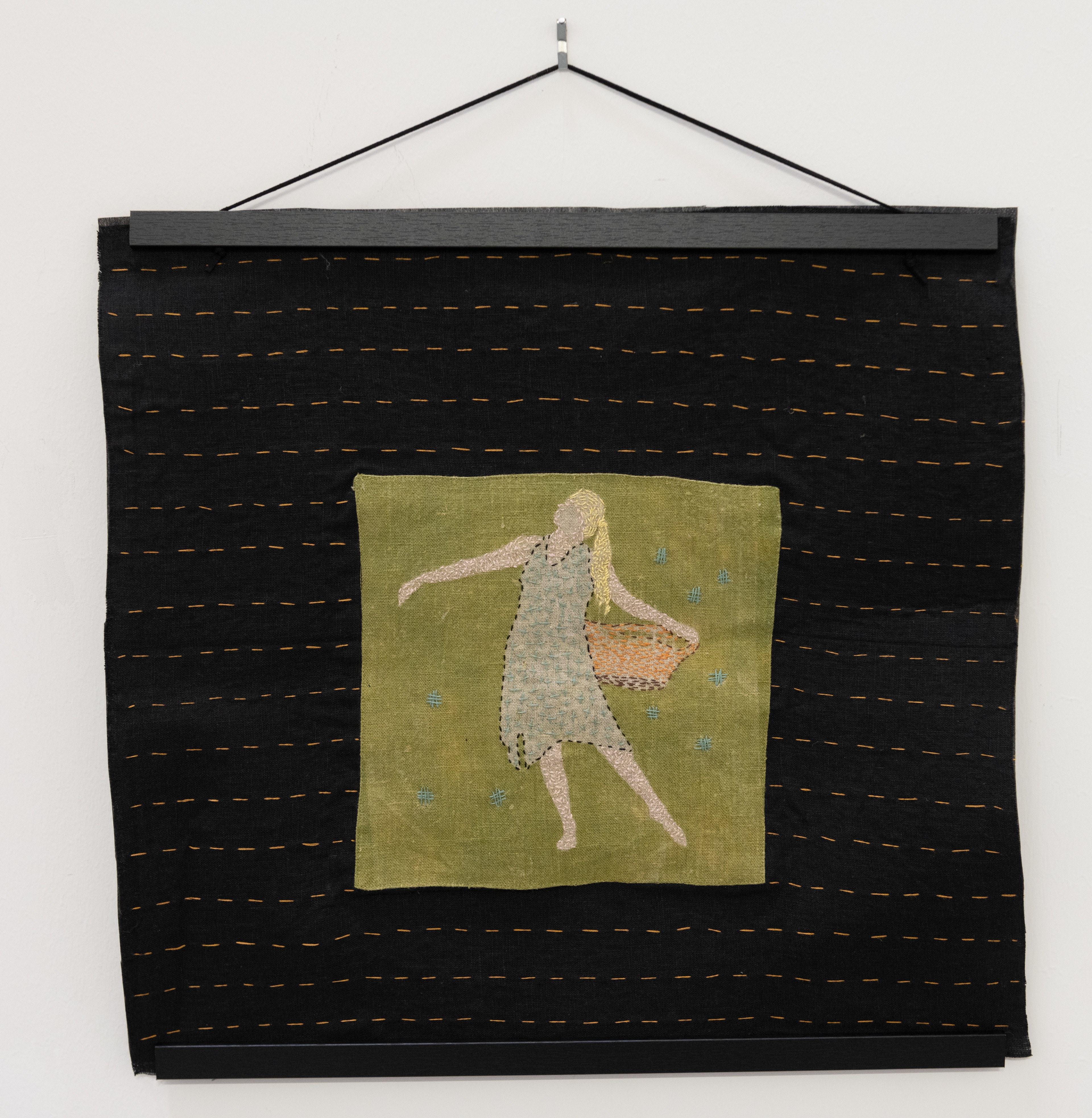 Photogram and hand embroidery on linen