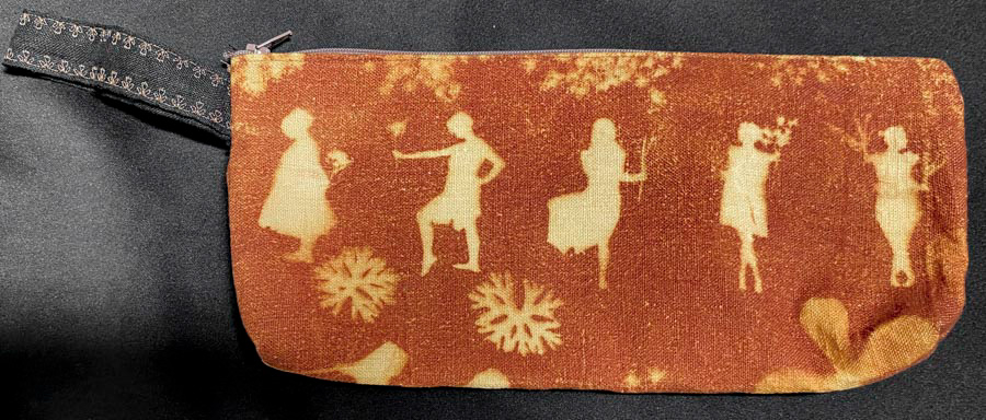 UV photogram on linen clutch